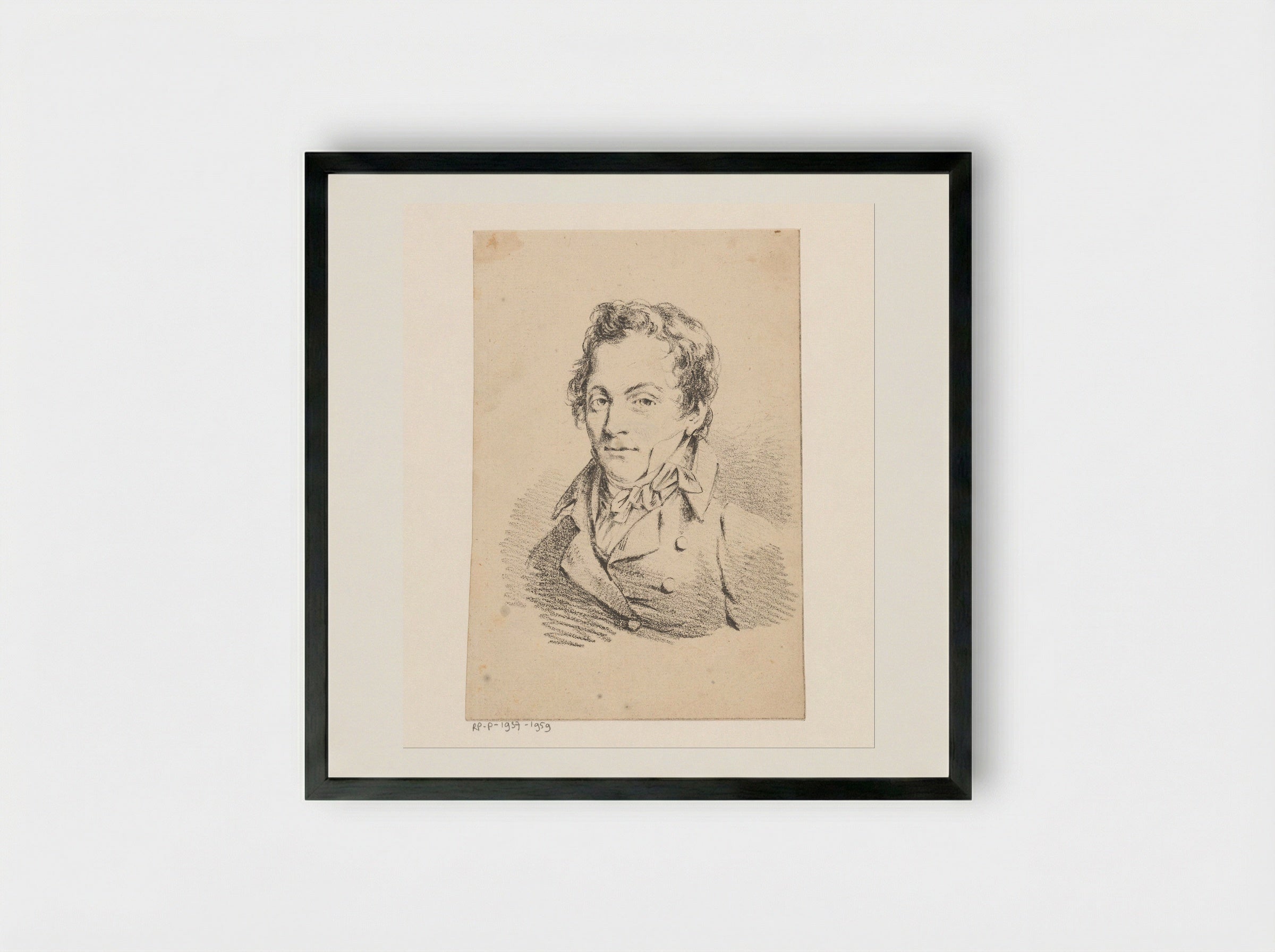 Portrait of a Man, Possibly a Self-Portrait - Jean Augustin Daiwaille - Framed Print Black