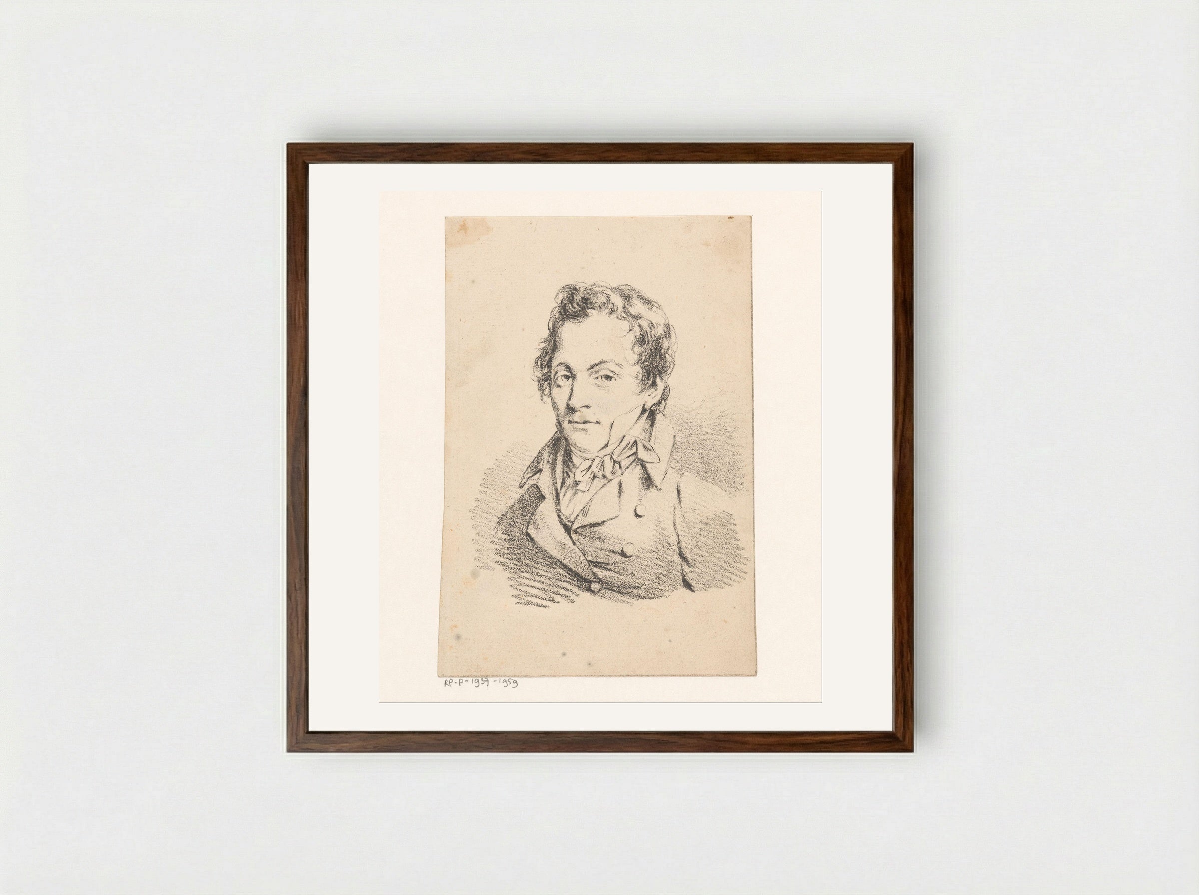 Portrait of a Man, Possibly a Self-Portrait - Jean Augustin Daiwaille - Framed Print Dark Wood