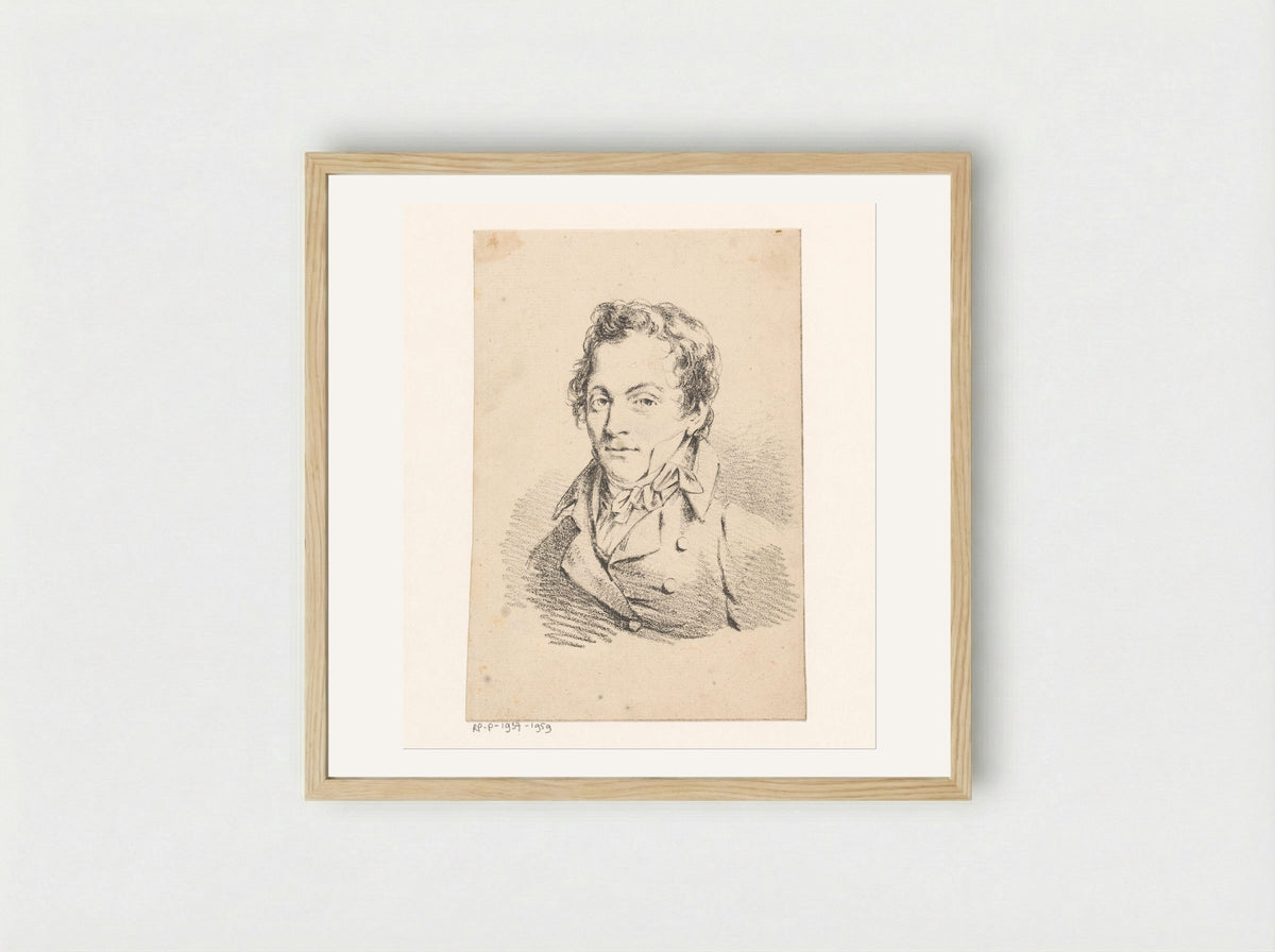 Portrait of a Man, Possibly a Self-Portrait - Jean Augustin Daiwaille - Framed Print Wood