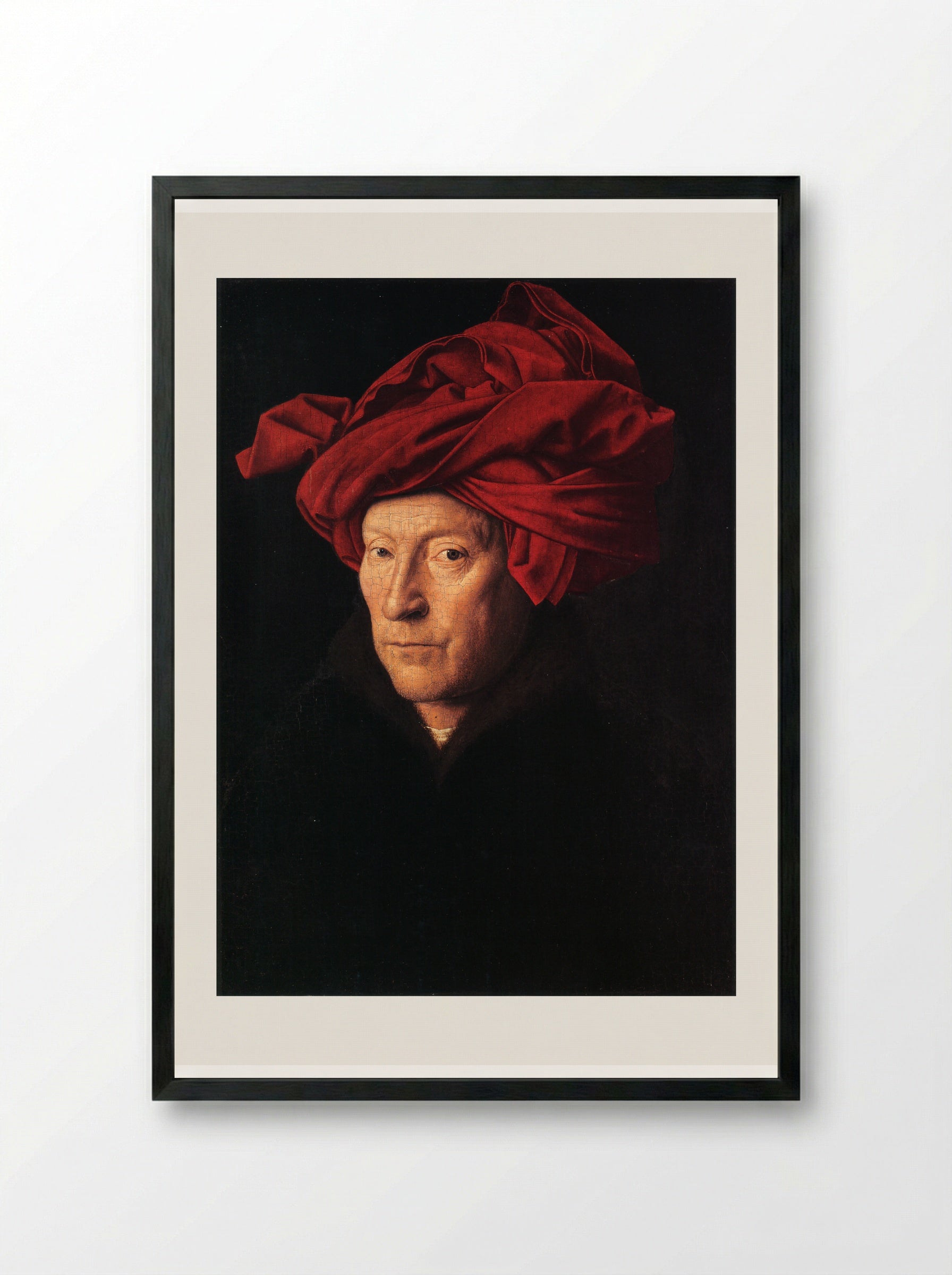 Portrait of a Man (Self-Portrait) - Jan van Eyck - Framed Print Black