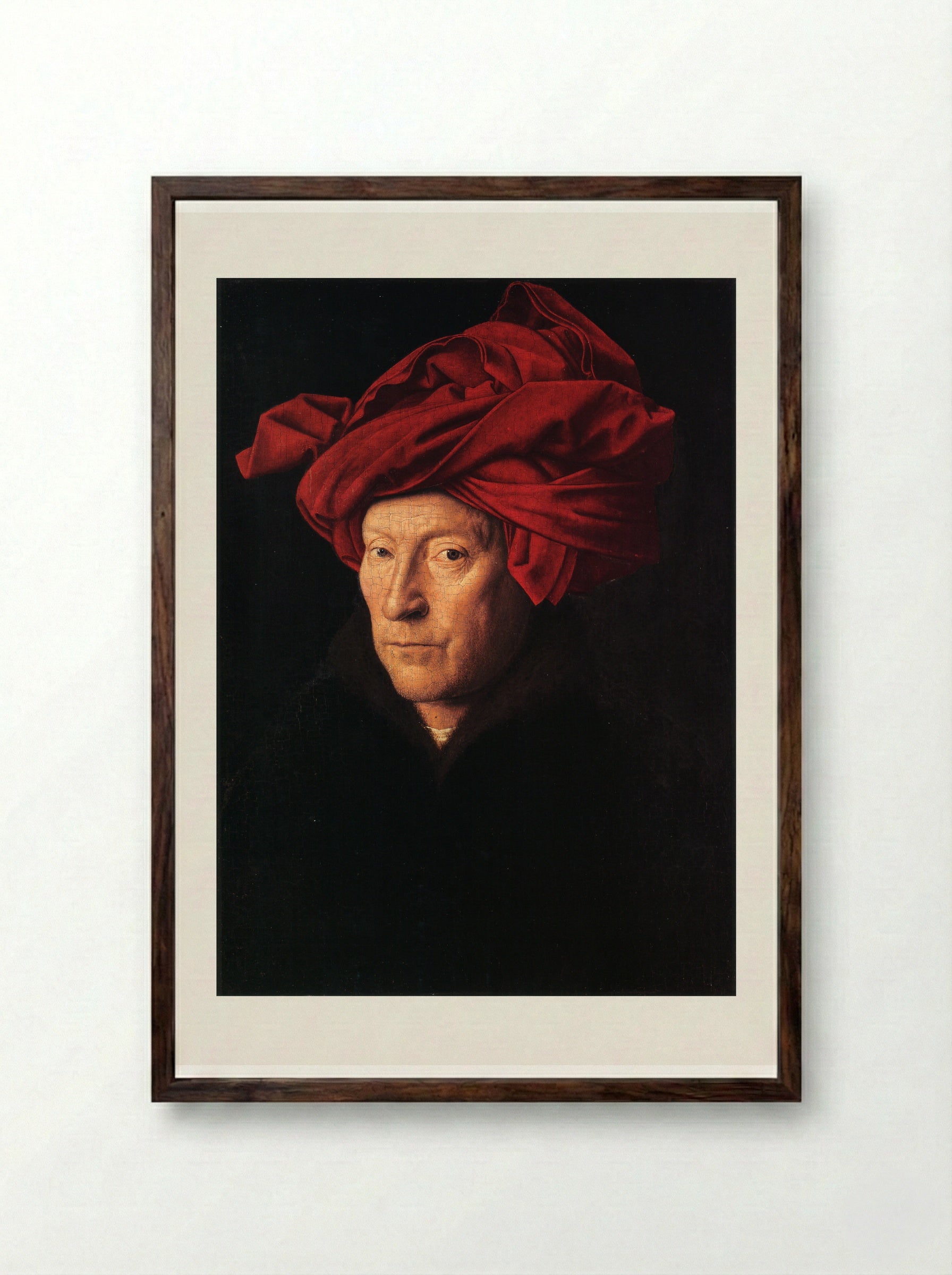 Portrait of a Man (Self-Portrait) - Jan van Eyck - Framed Print Dark Wood