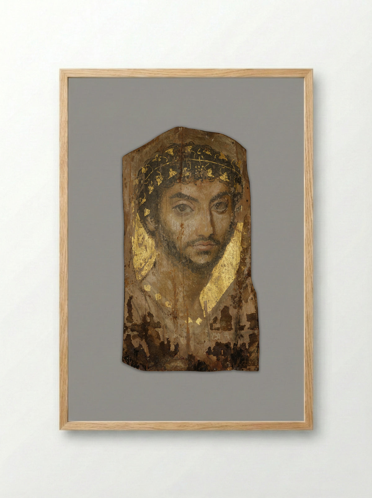 Portrait of a Man Wearing an Ivy Wreath - Ancient Egyptian - Framed Print Wood