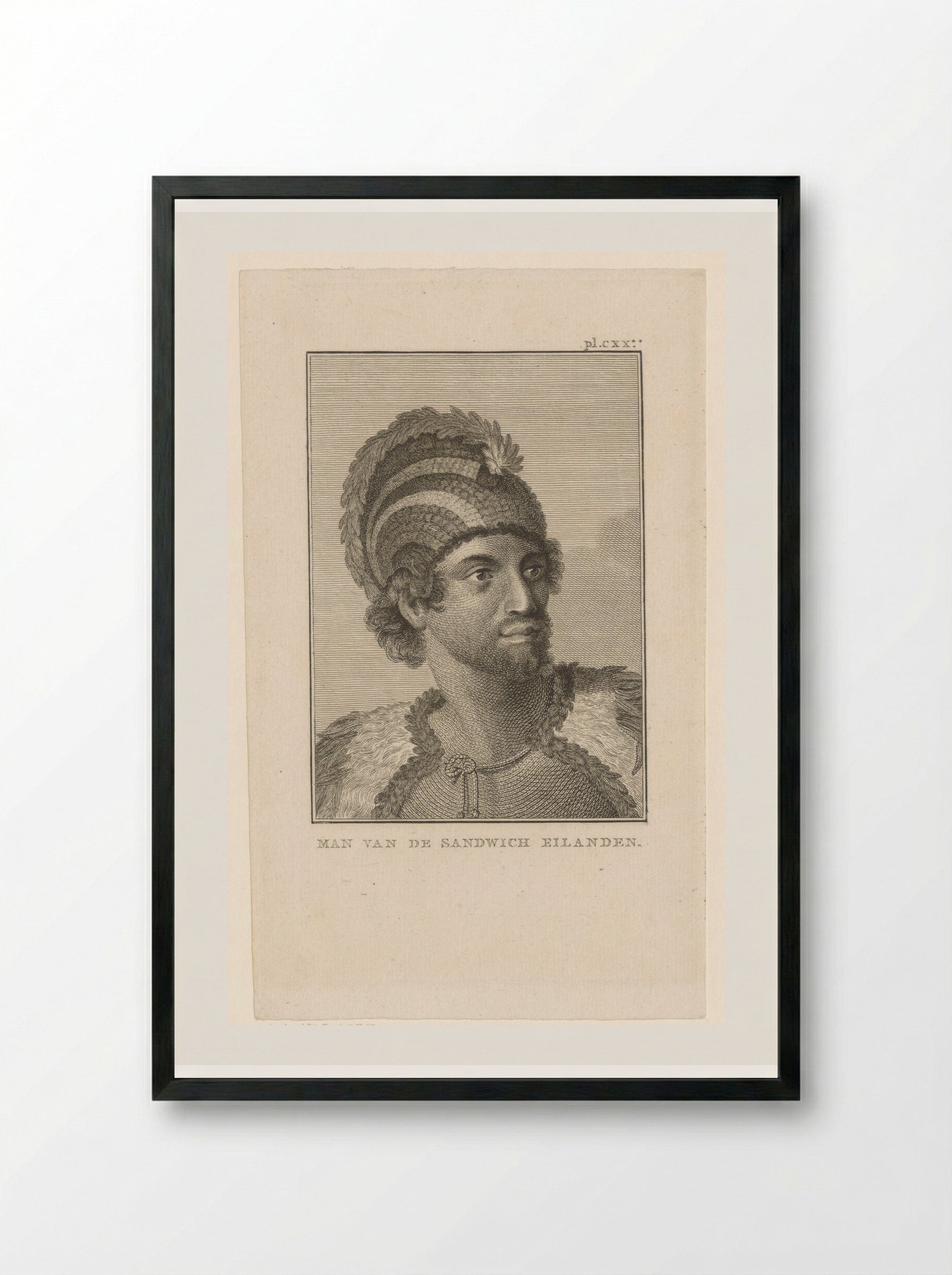Portrait of a Man from the Sandwich Islands - Fine Art Print - Framed Print Black