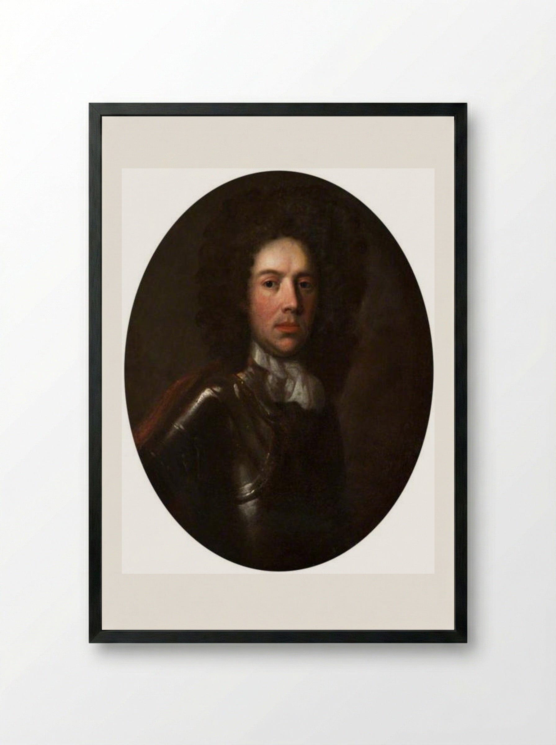 Portrait of a Man in Armour - John Riley - Framed Print Black
