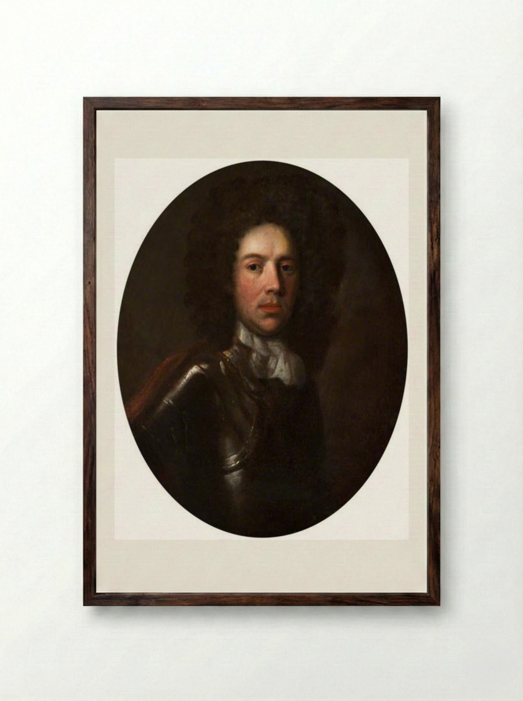 Portrait of a Man in Armour - John Riley - Framed Print Dark Wood