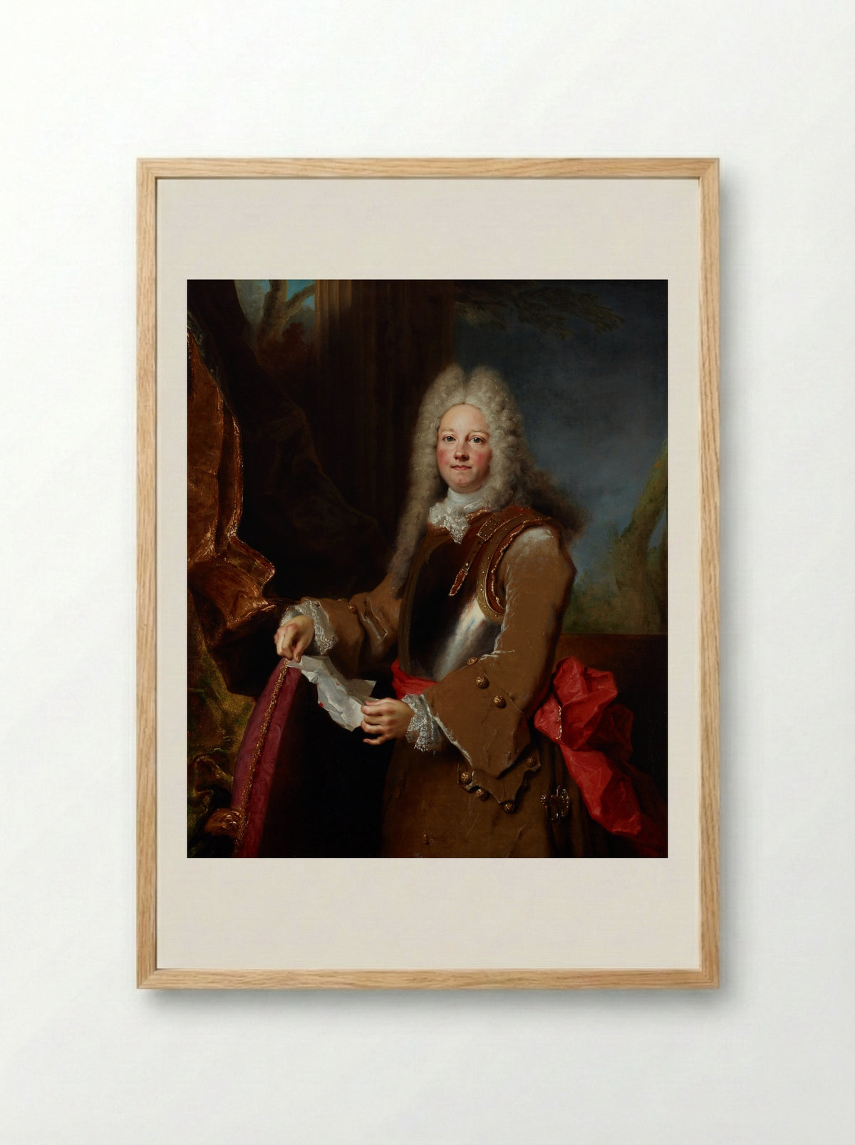 Portrait of a Man in Armour - Nicolas de Largillierre - Framed Print Wood