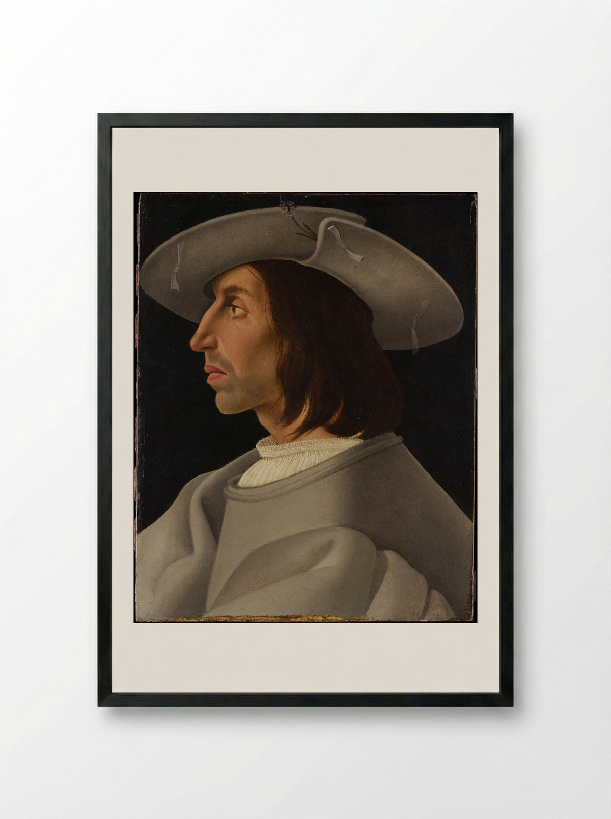 Portrait of a Man in Profile - Italian Painter - Framed Print Black