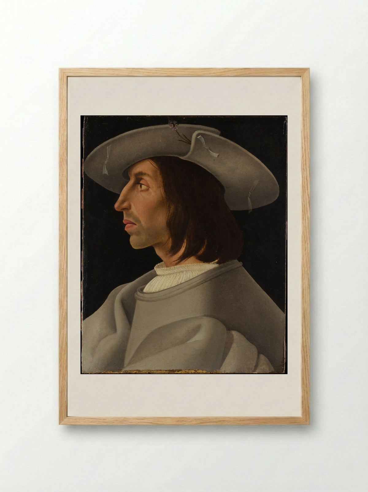 Portrait of a Man in Profile - Italian Painter - Framed Print Wood