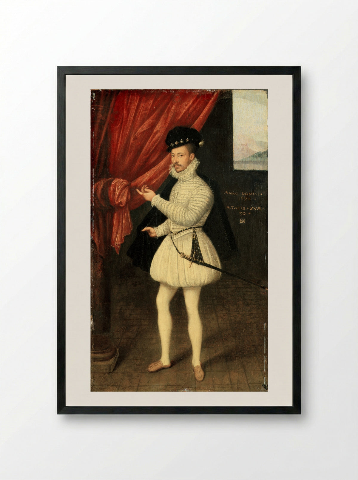 Portrait of a Man in White - Monogrammist LAM - Framed Print Black