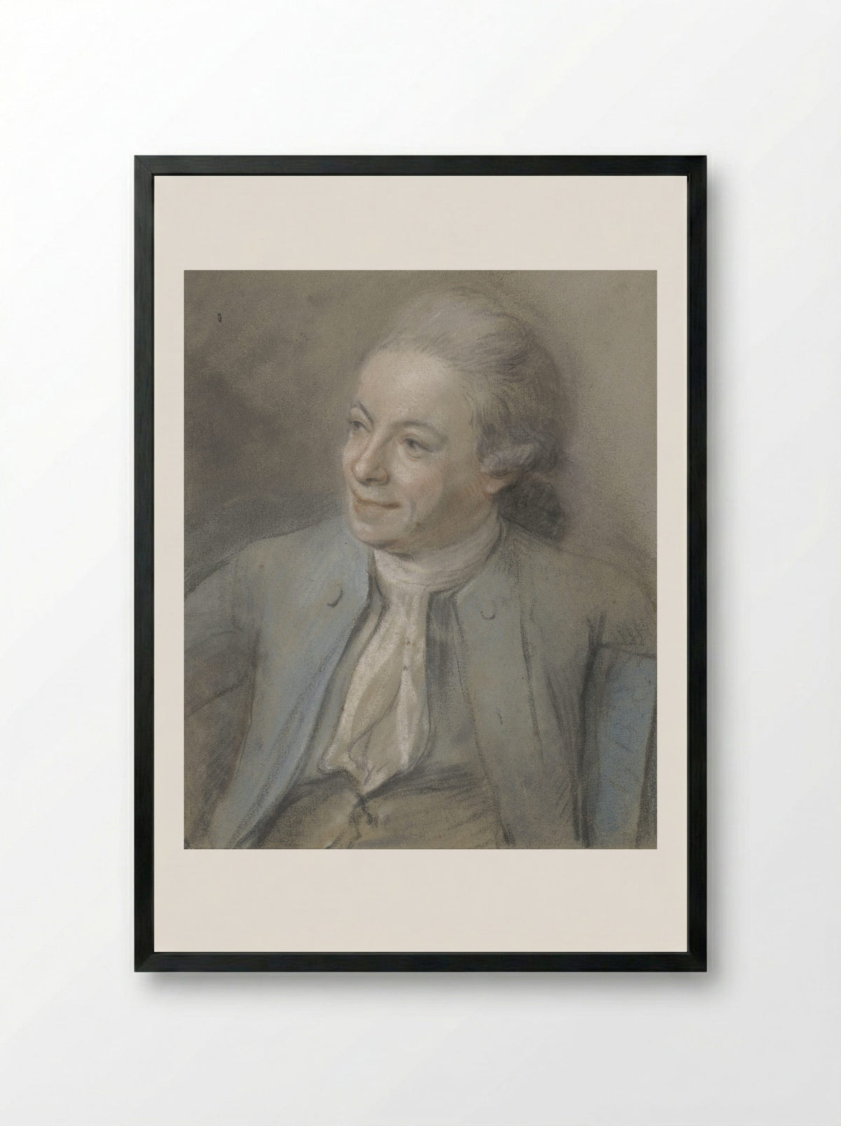 Portrait of a Man in a Blue Coat - Dirk Versteegh - Framed Print Black