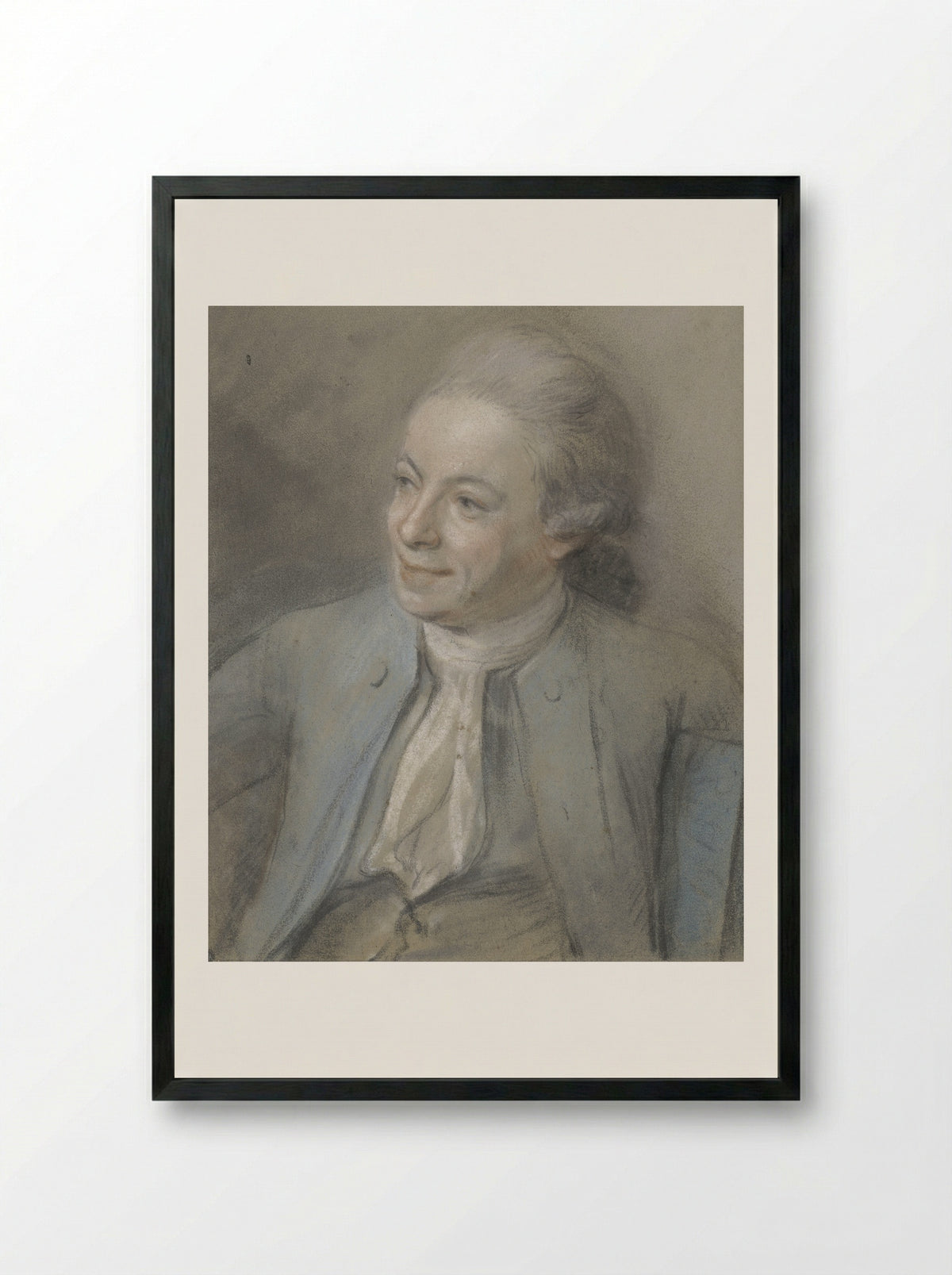 Portrait of a Man in a Blue Coat - Dirk Versteegh - Framed Print Black