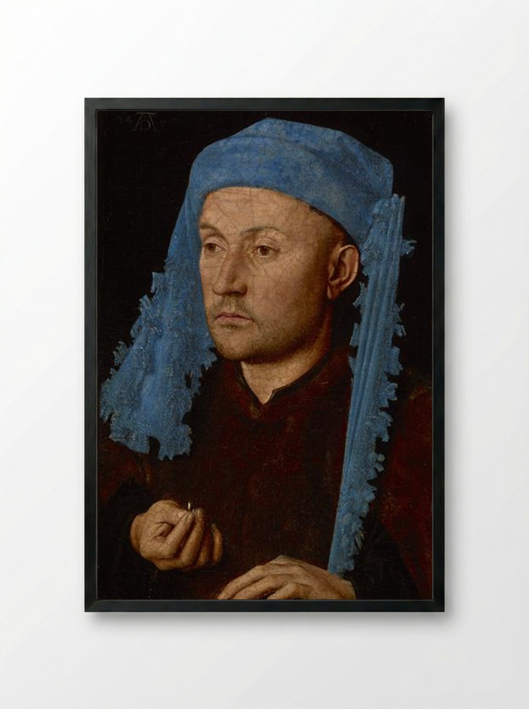 Portrait of a Man in a Blue Turban - Albrecht Dürer - Framed Print Black