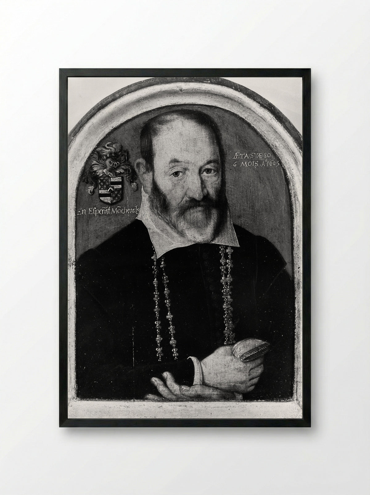 Portrait of a Man of the Moncheaux Family - Northern French Painter - Framed Print Black
