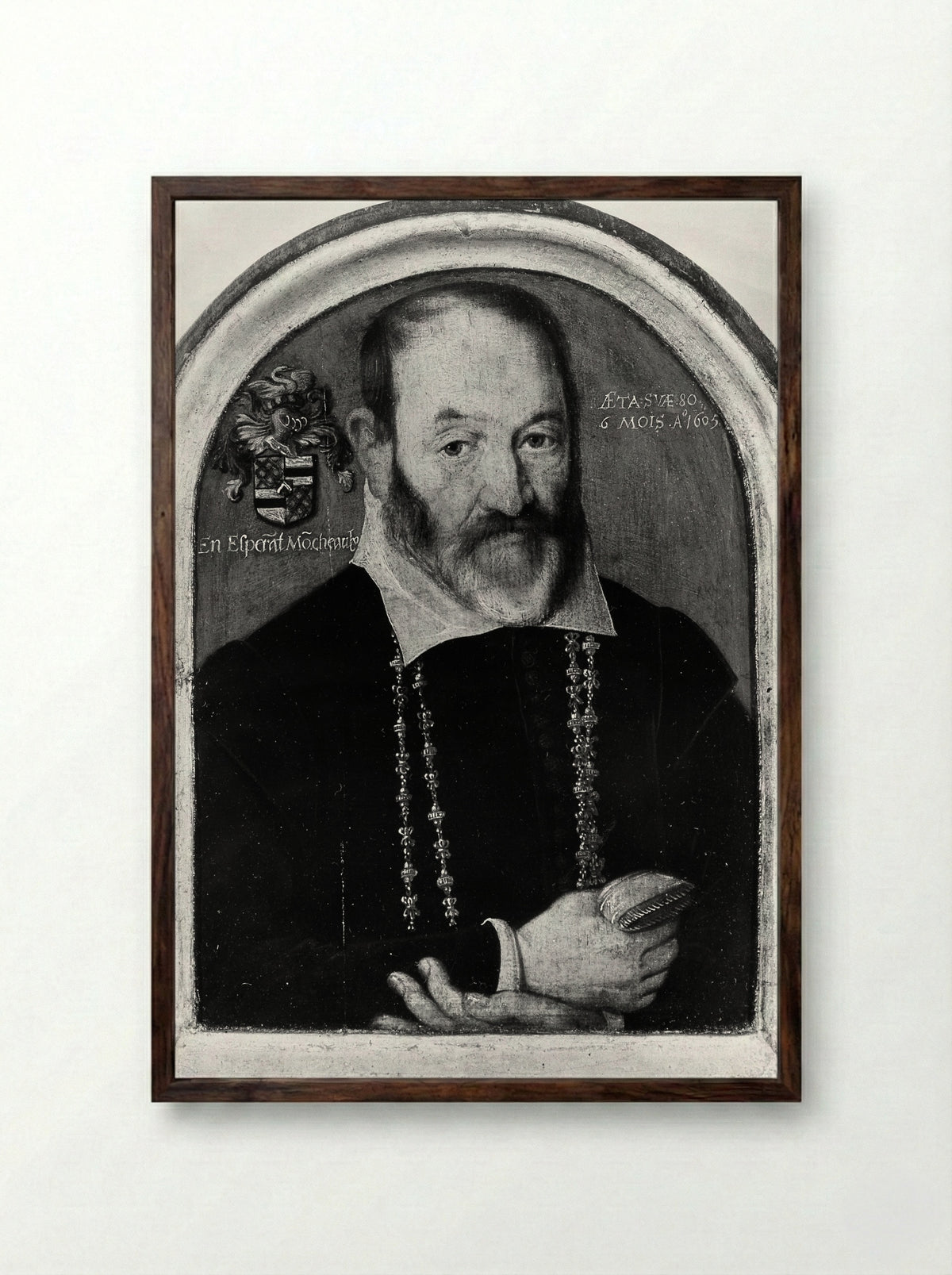 Portrait of a Man of the Moncheaux Family - Northern French Painter - Framed Print Dark Wood