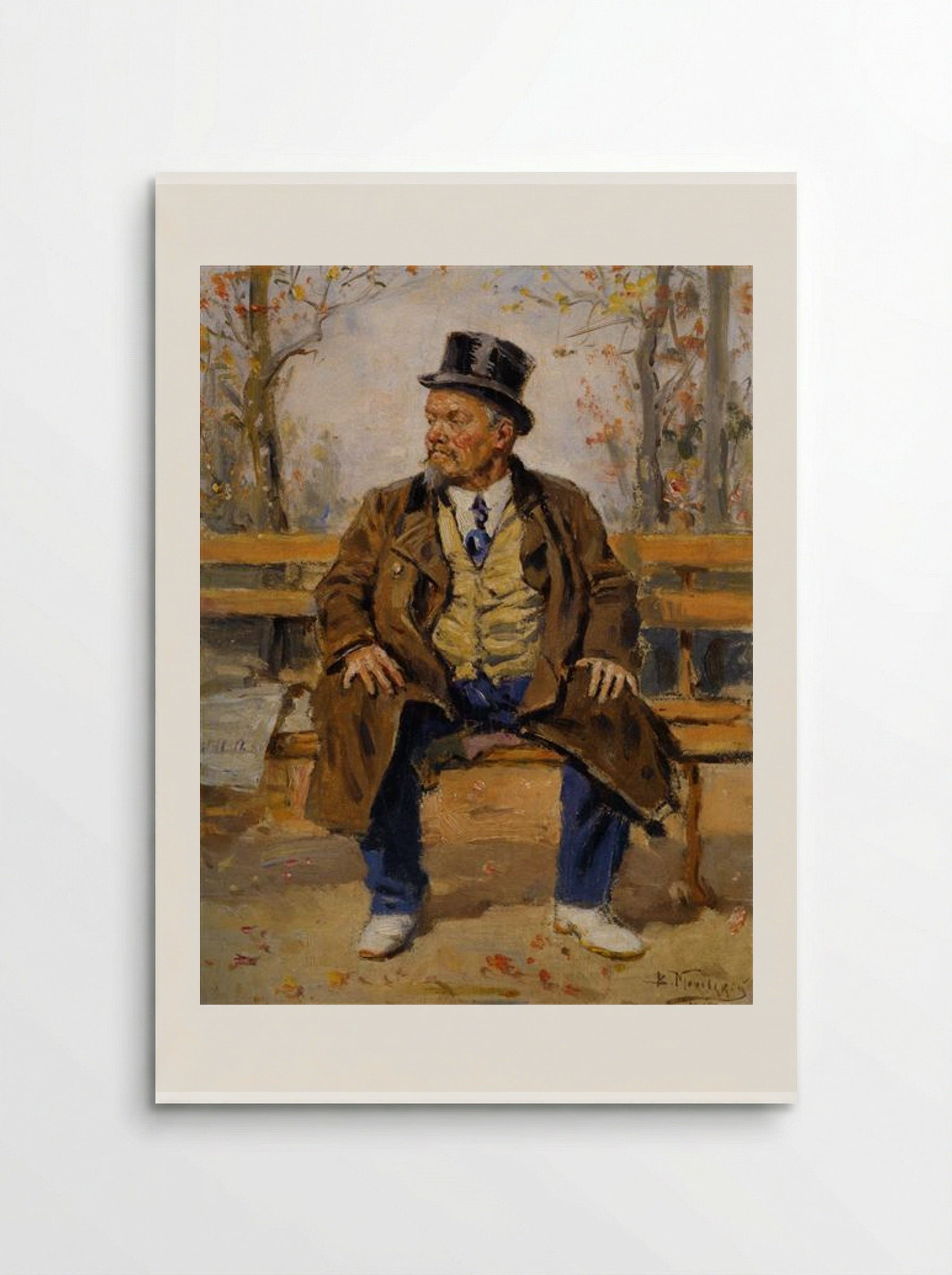 Portrait of a Man on a Park Bench - Vladimir Makovsky - Poster