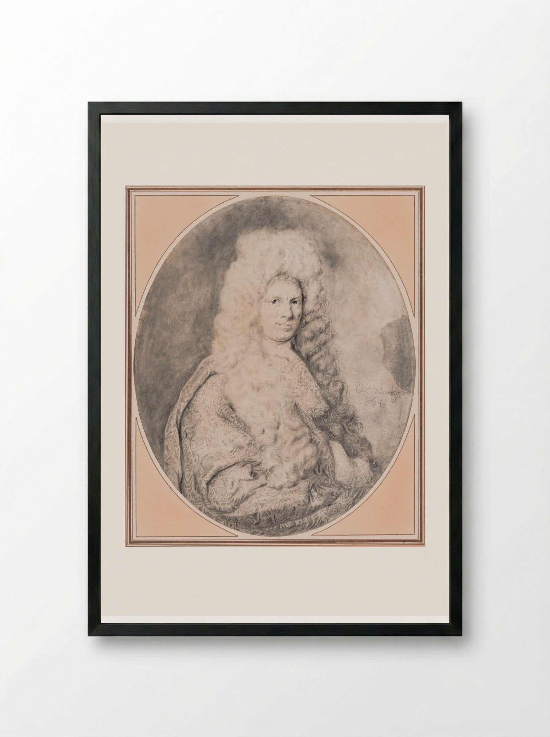 Portrait of a Man, perhaps Simon van Slingelandt - Cornelis Dusart - Framed Print Black