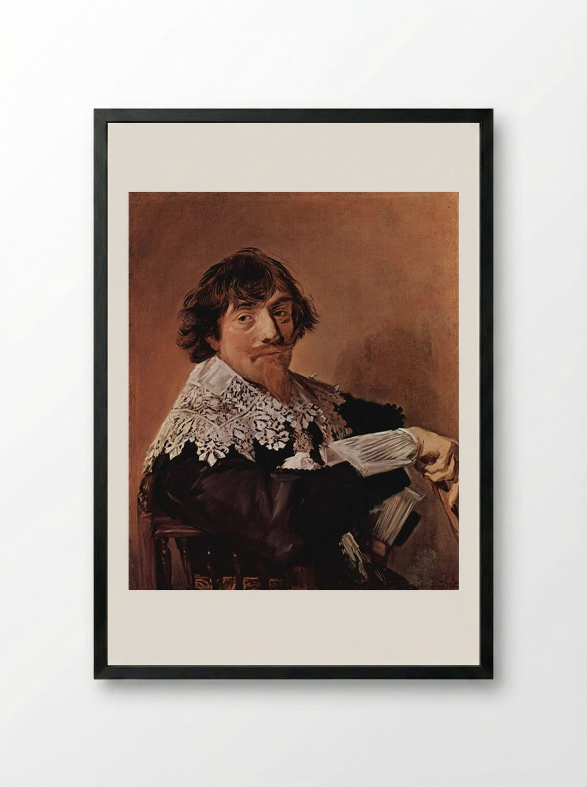 Portrait of a Man, possibly Nicolaes Hasselaer - Frans Hals - Framed Print Black