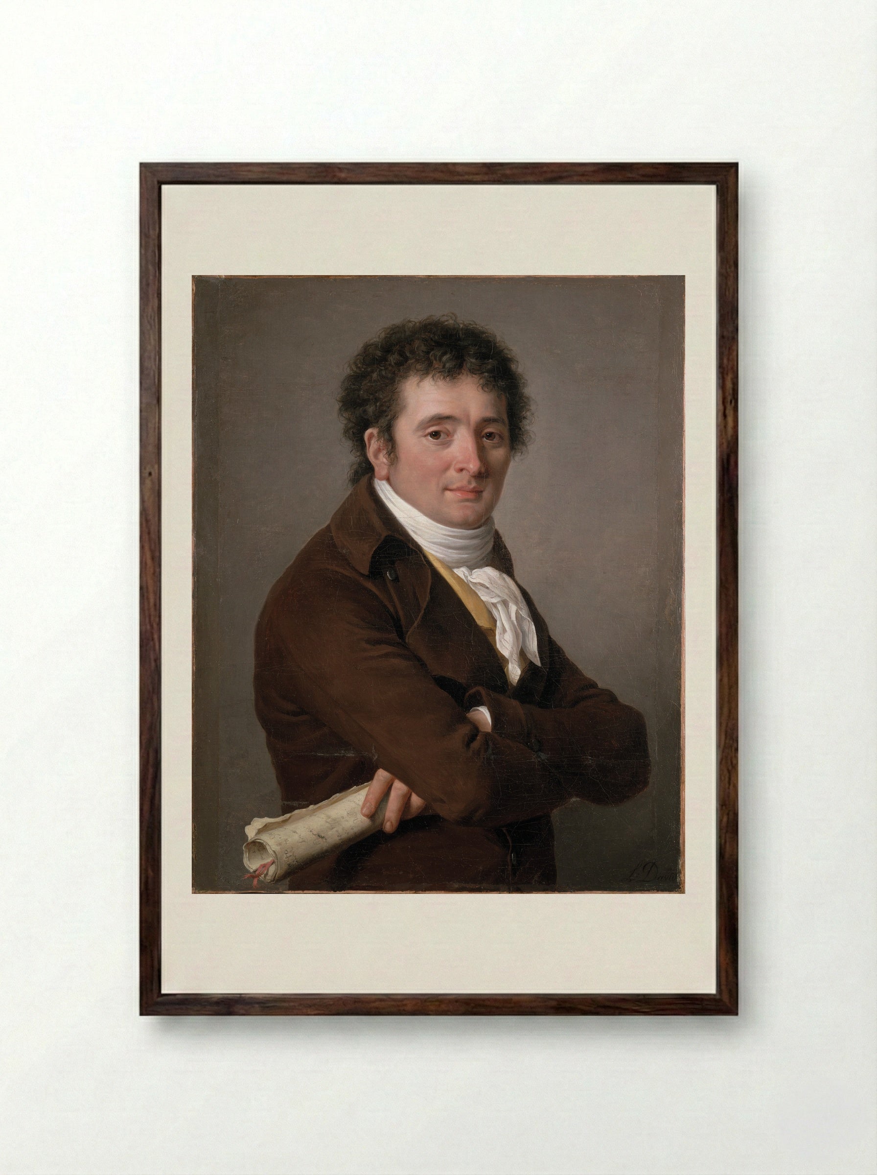 Portrait of a Man, possibly Tournelle - Jacques-Louis David - Framed Print Dark Wood