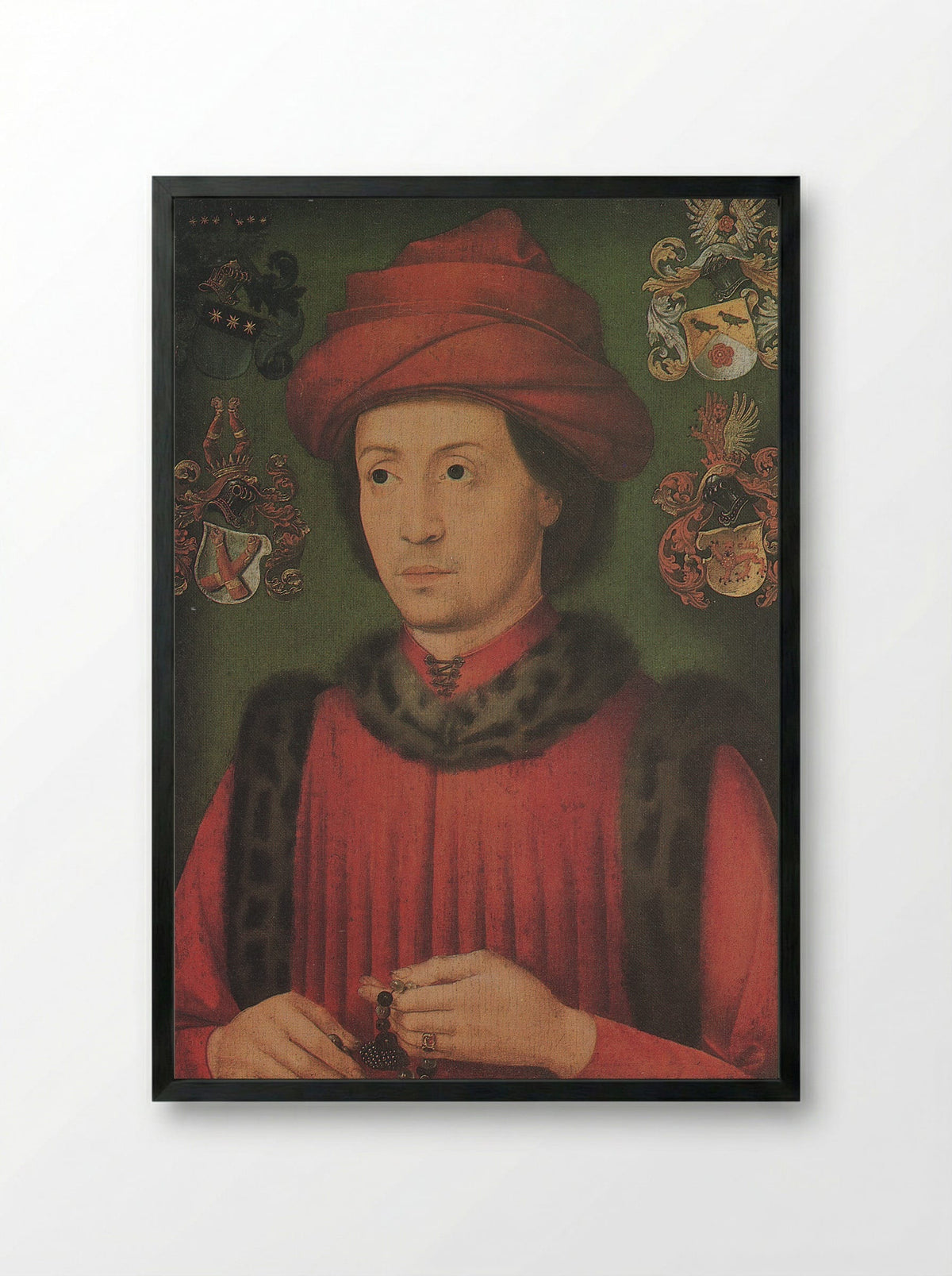 Portrait of a Man, traditionally said to be Roger, Count Blitterswyk-Geldern - Bartholomaeus Bruyn the Elder - Framed Print Black