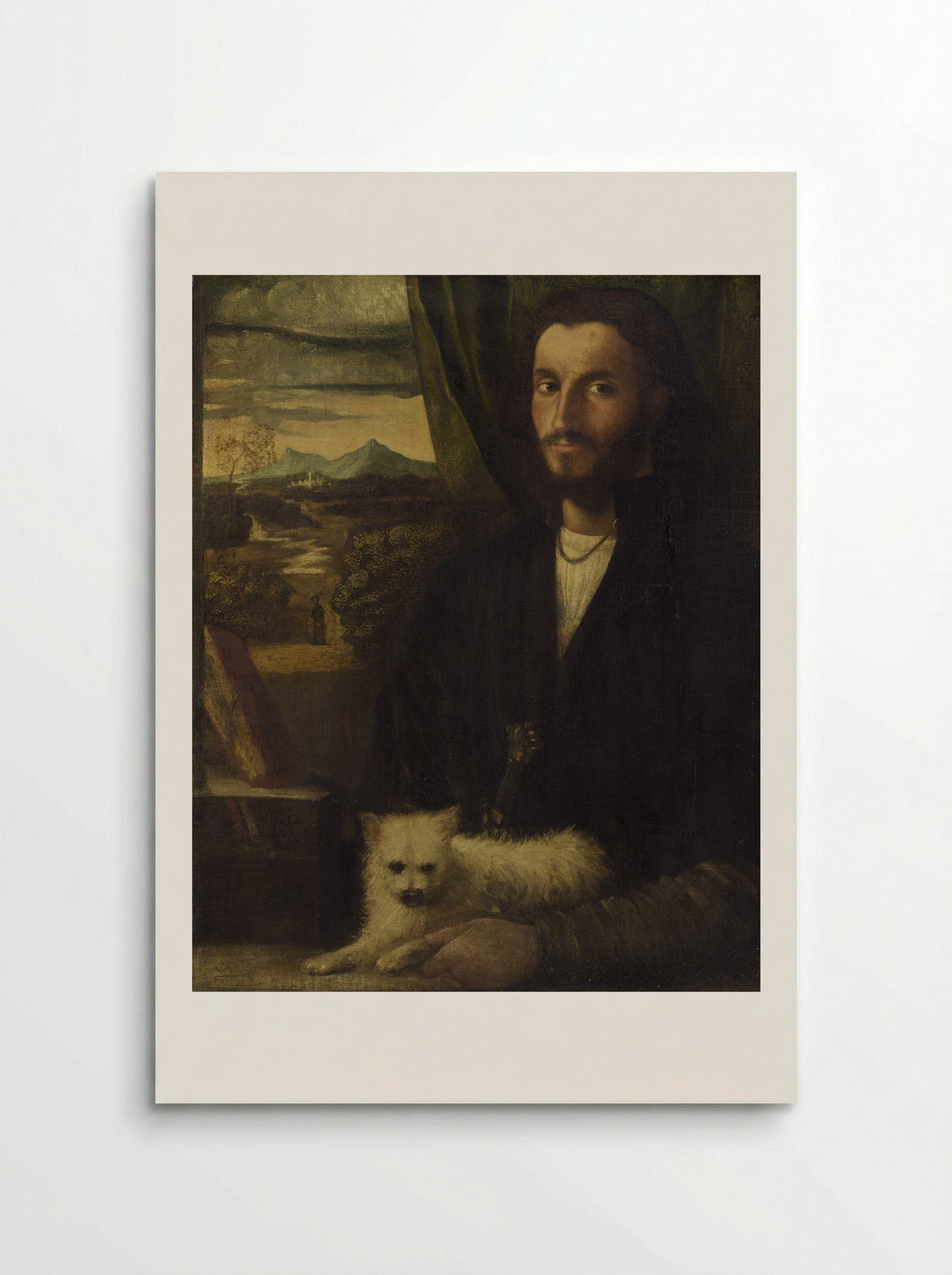 Portrait of a Man with a Dog - Giovanni Cariani - Poster