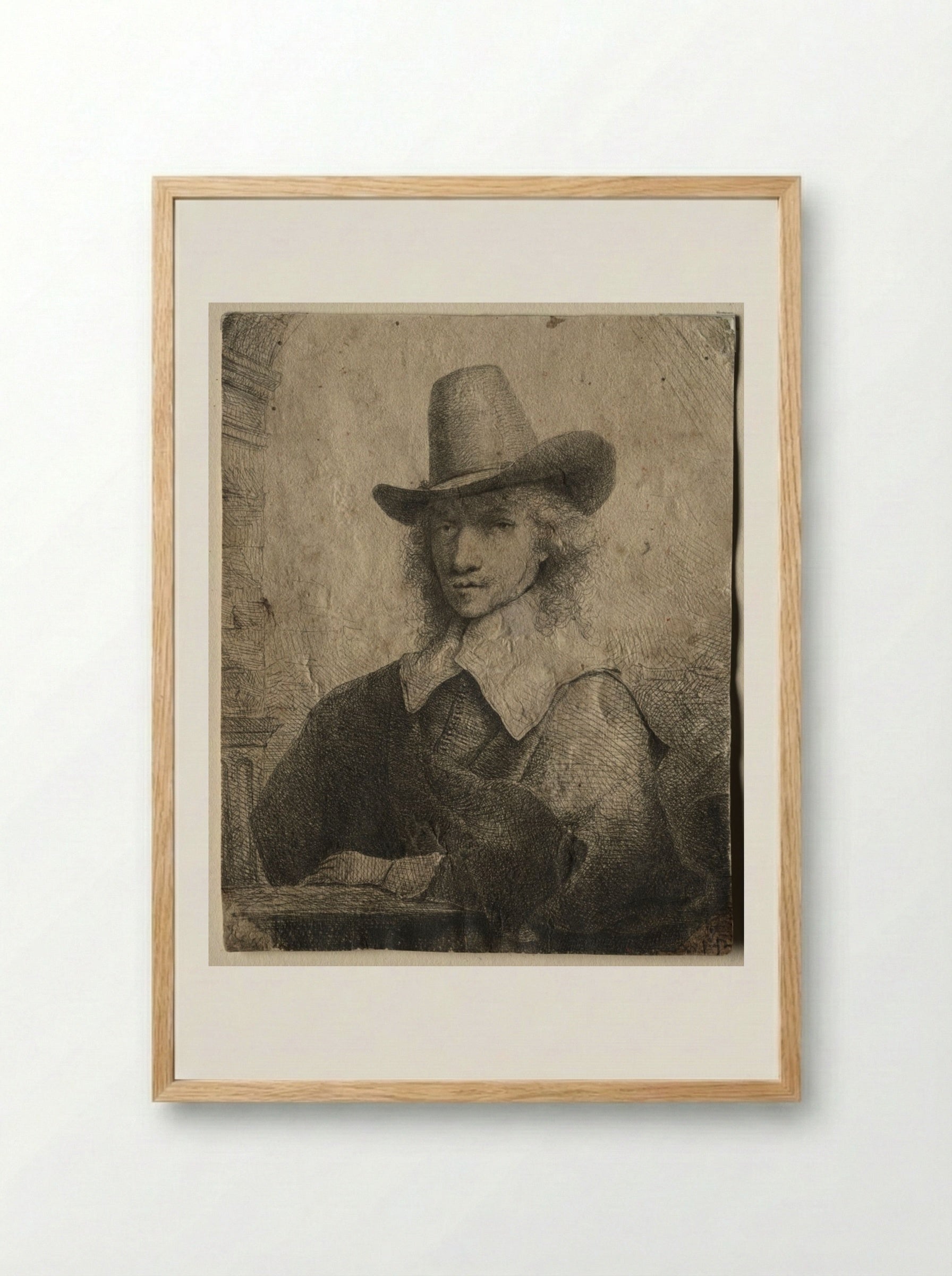 Portrait of a Man with a High Hat - Ferdinand Bol - Framed Print Wood