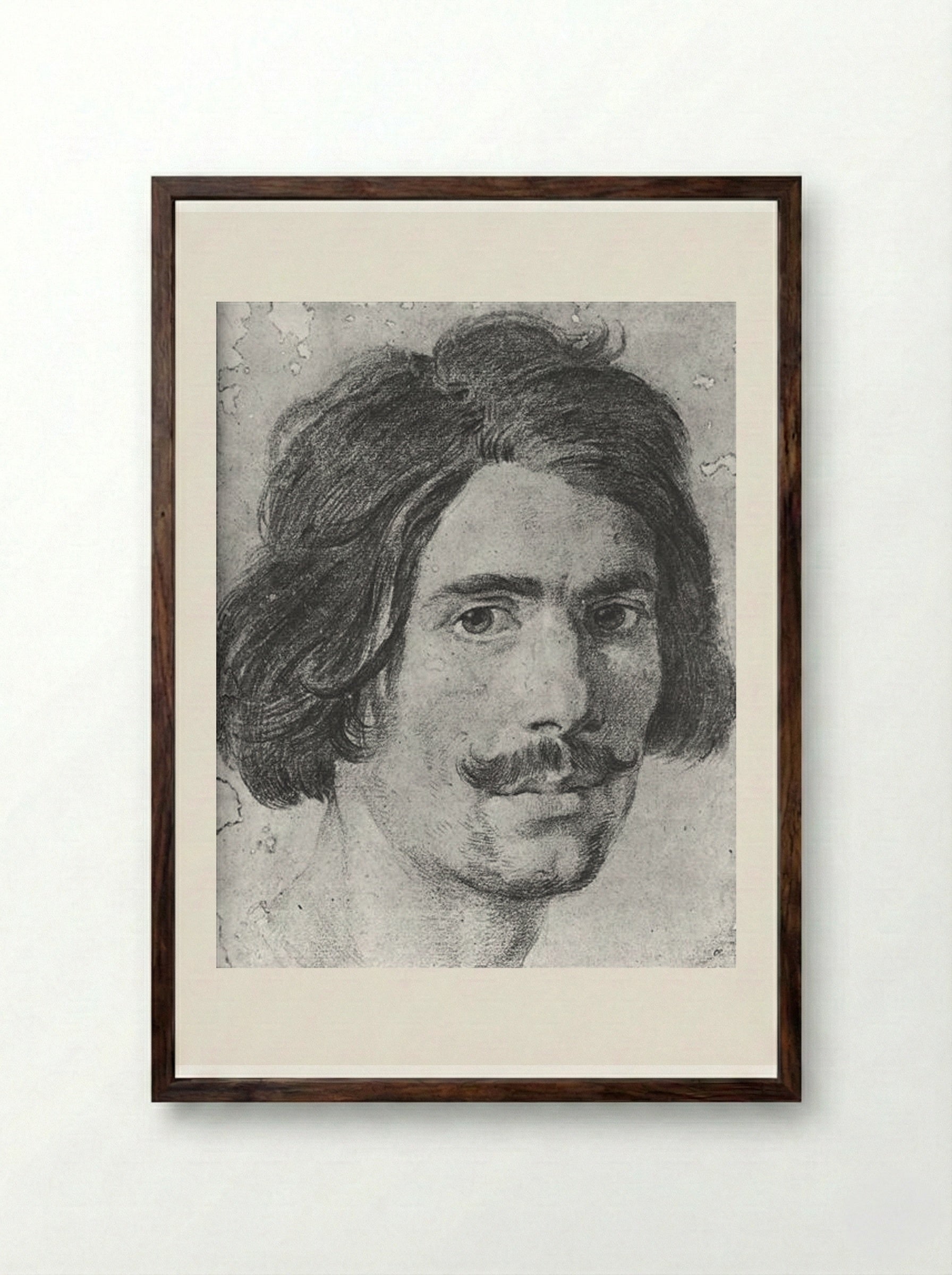 Portrait of a Man with a Moustache (Supposed Self Portrait) - Gian Lorenzo Bernini - Framed Print Dark Wood