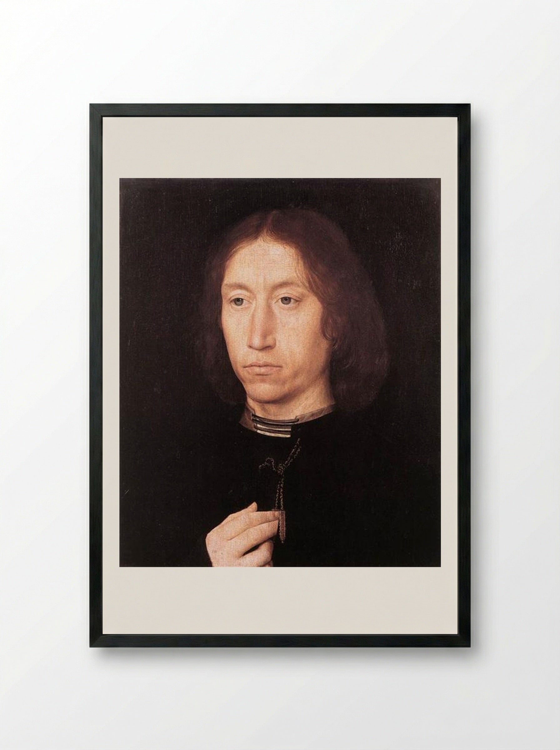 Portrait of a Man - Hans Memling - Framed Print Black