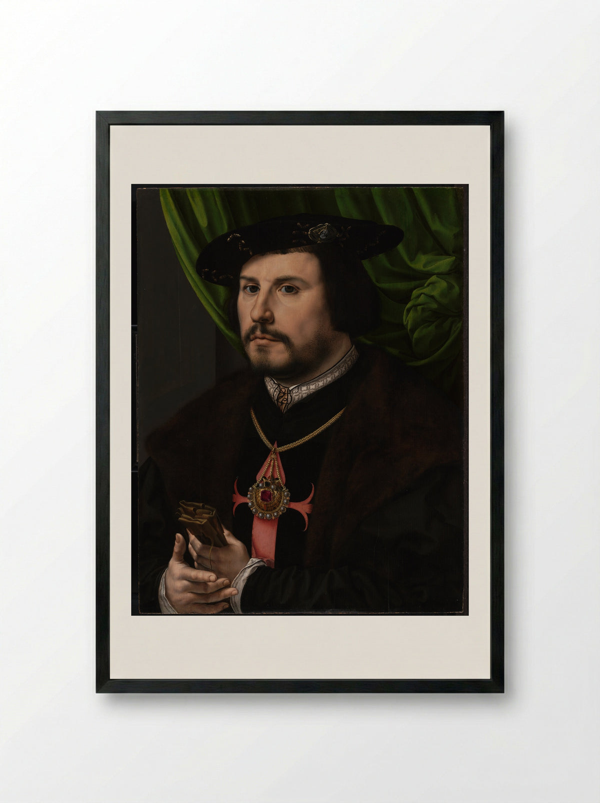 Portrait of a Man - Jan Gossart - Framed Print Black