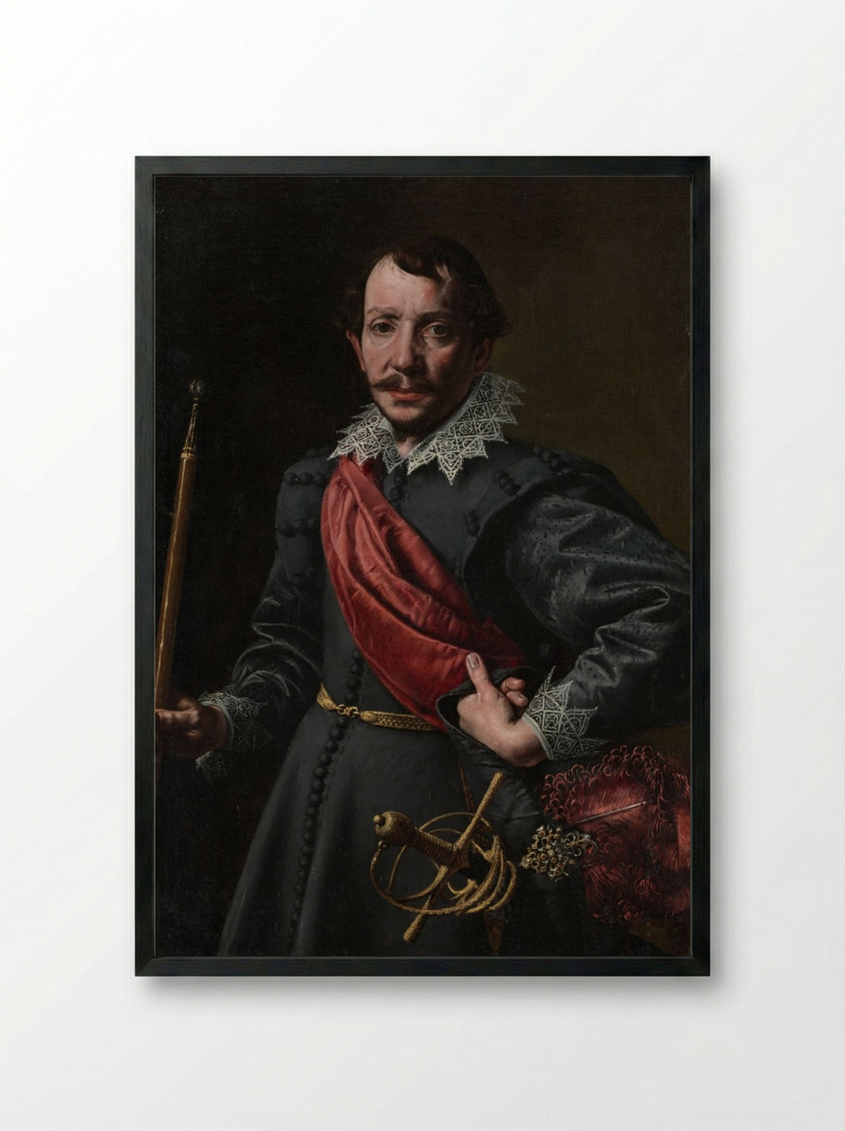 Portrait of a Man - Tanzio da Varallo - Framed Print Black