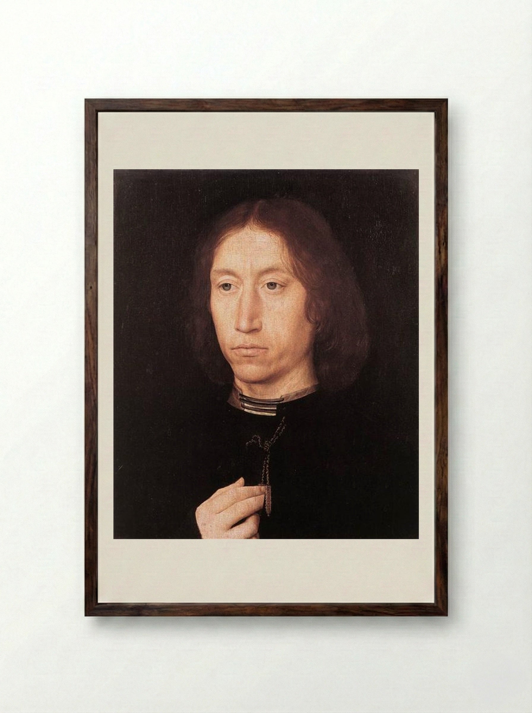 Portrait of a Man - Hans Memling - Framed Print Dark Wood