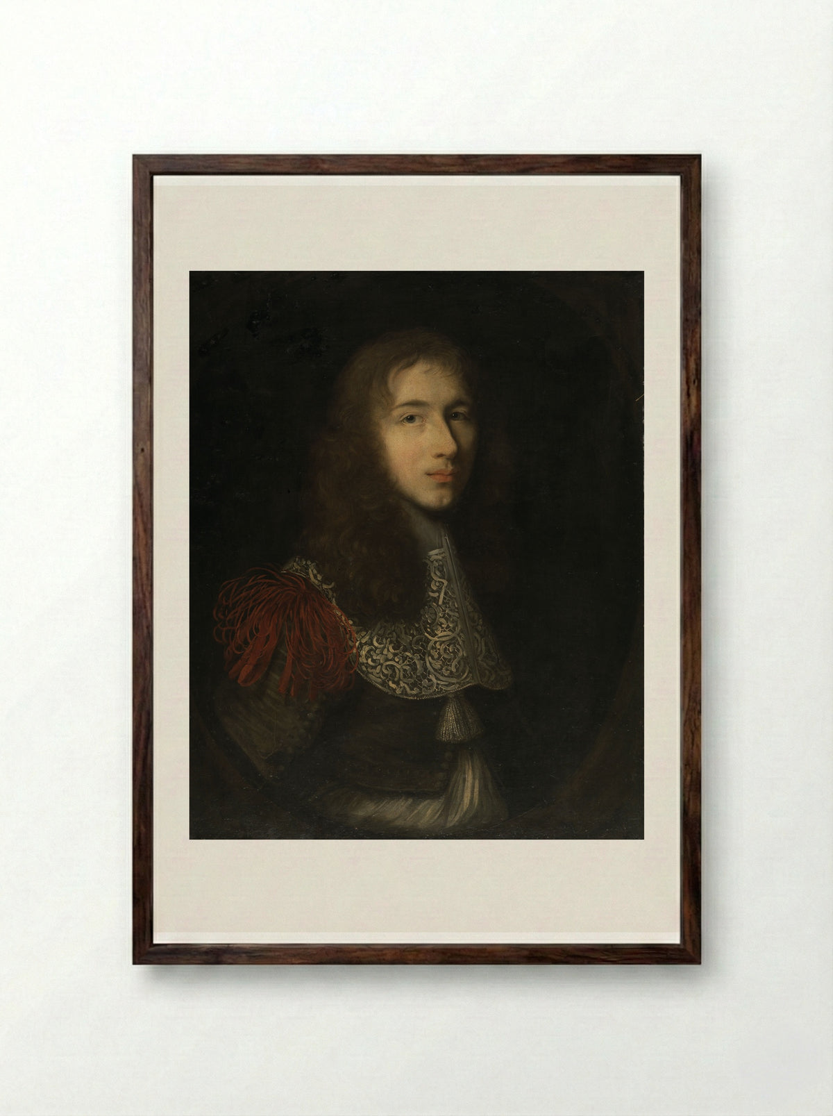 Portrait of a Man - Robert Nanteuil - Framed Print Dark Wood