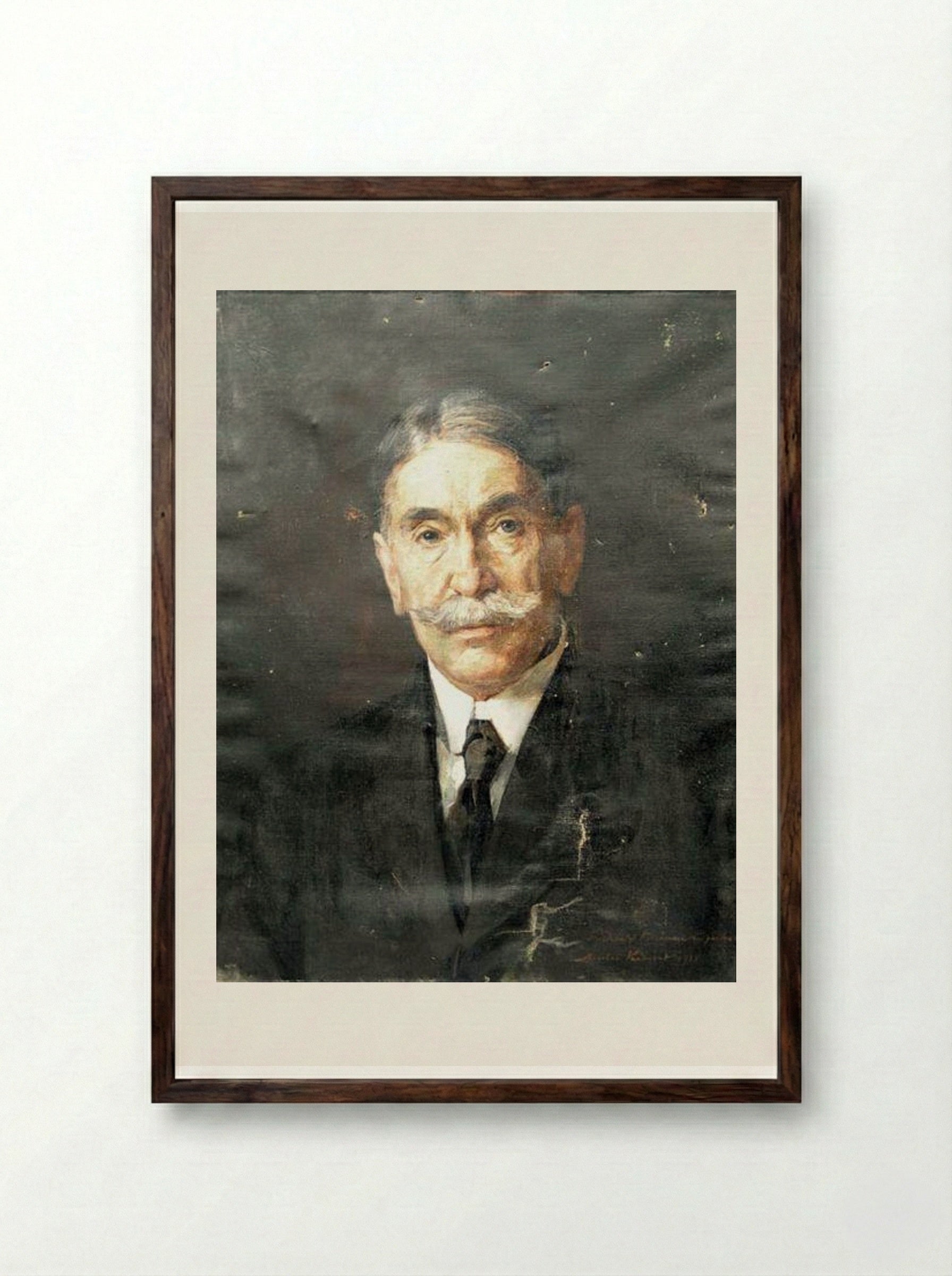 Portrait of a Man - Nicolae Vermont - Framed Print Dark Wood
