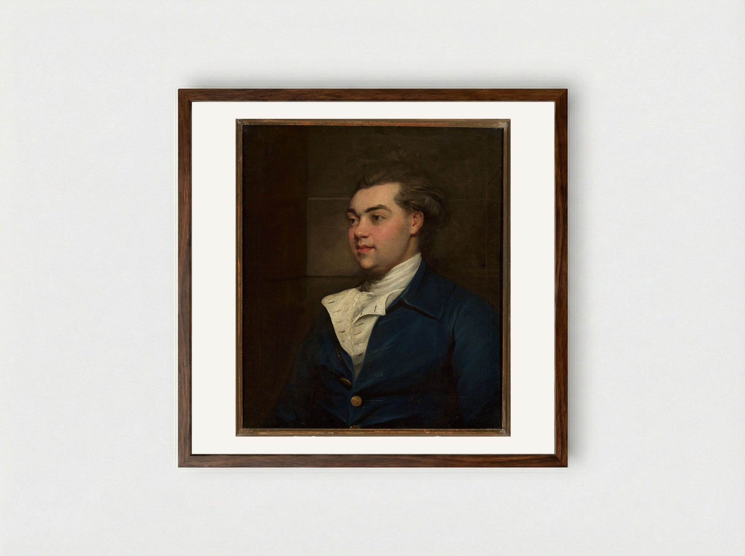 Portrait of a Man - John Hoppner - Framed Print Dark Wood