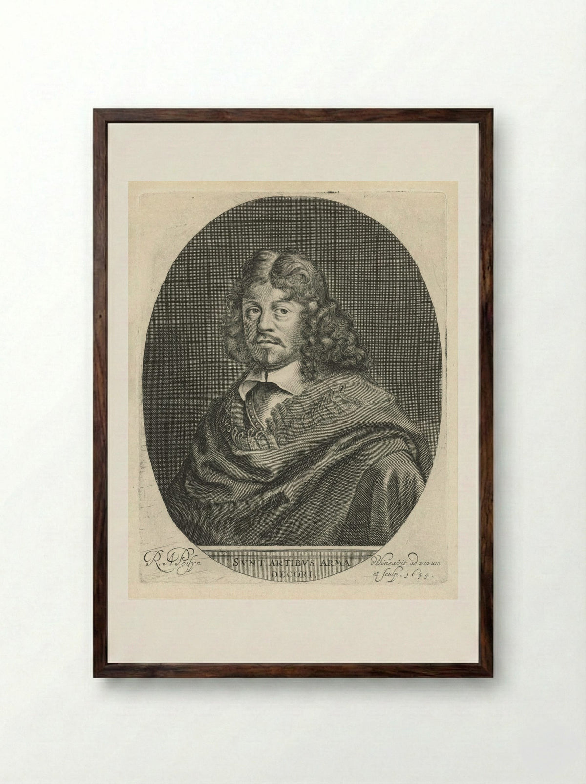 Portrait of a Man - Ludwig von Siegen - Framed Print Dark Wood