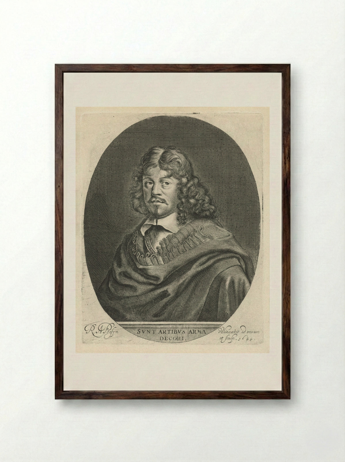 Portrait of a Man - Ludwig von Siegen - Framed Print Dark Wood
