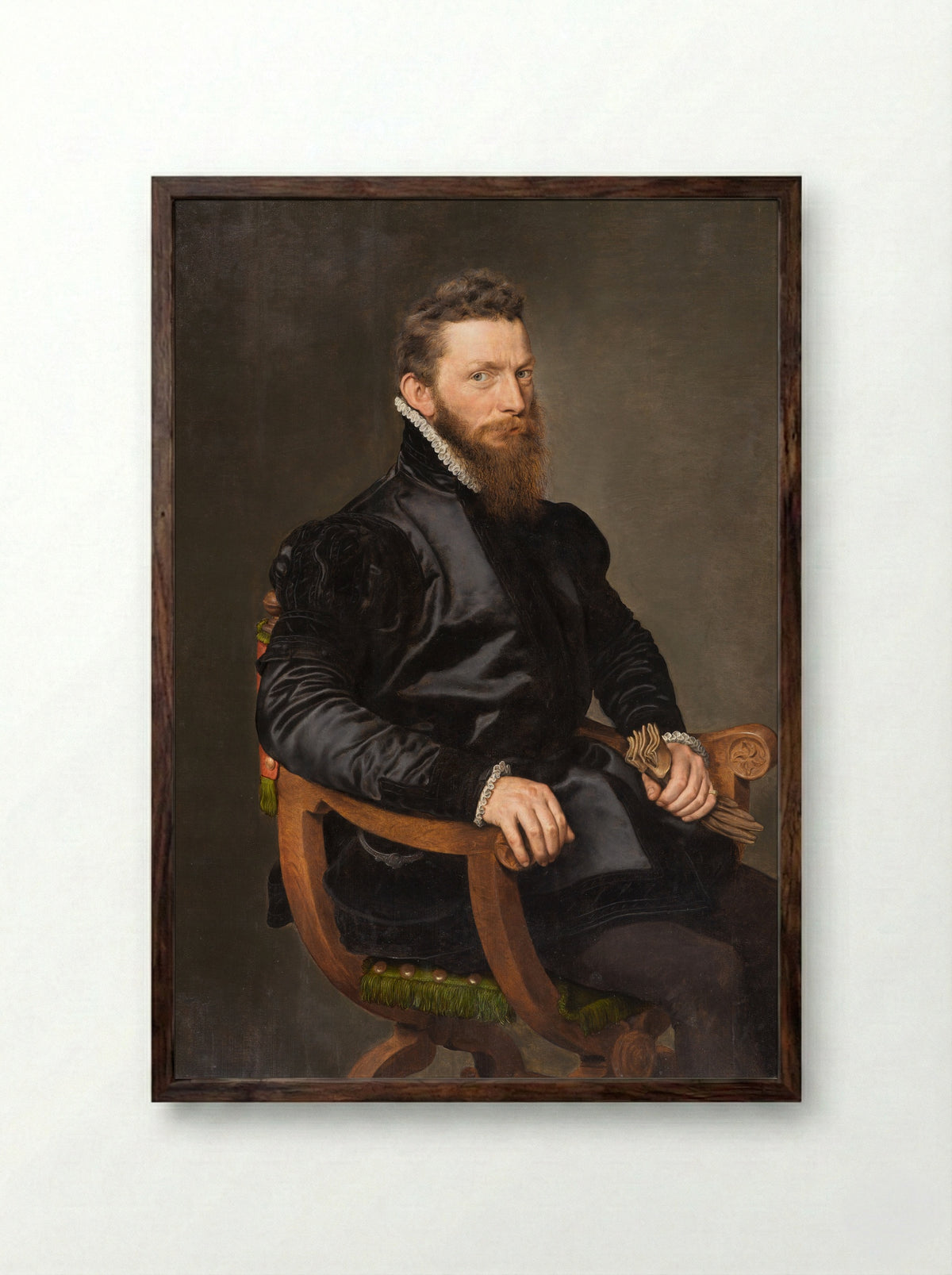 Portrait of a Man - Antonis Mor - Framed Print Dark Wood