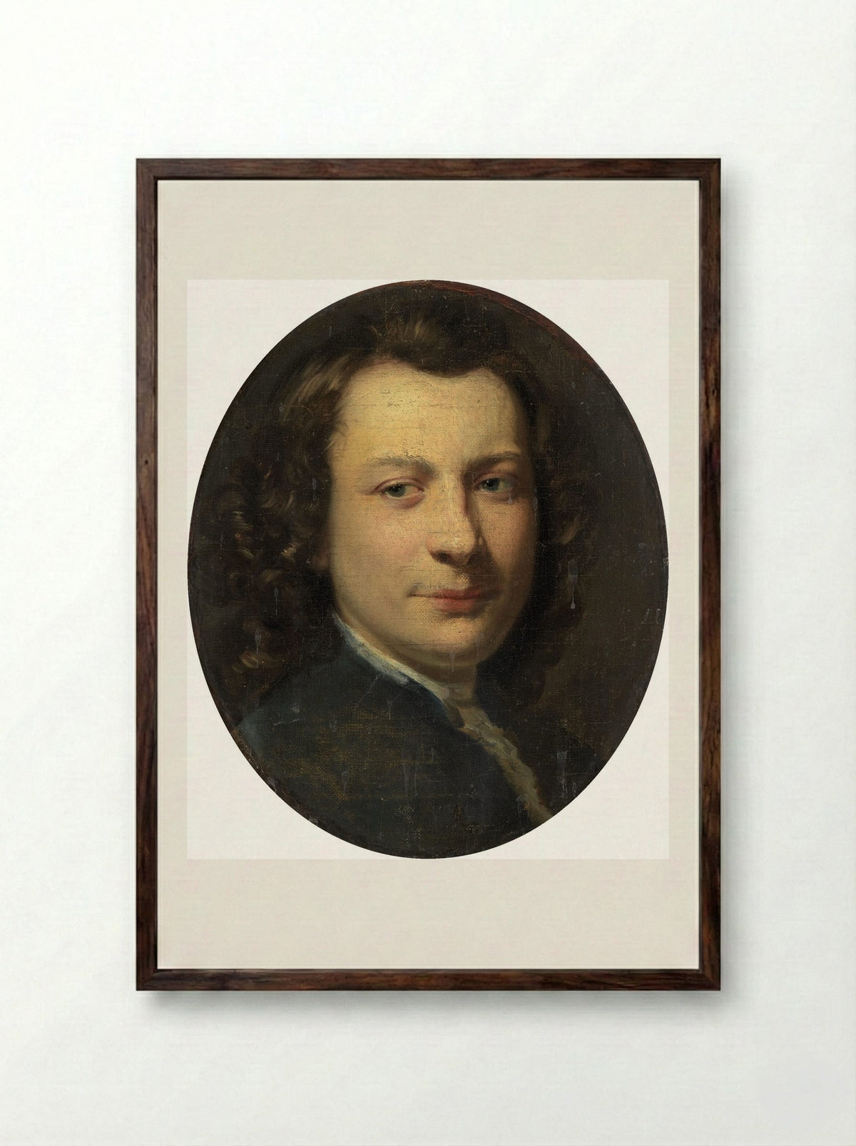 Portrait of a Man - Frans van der Mijn - Framed Print Dark Wood
