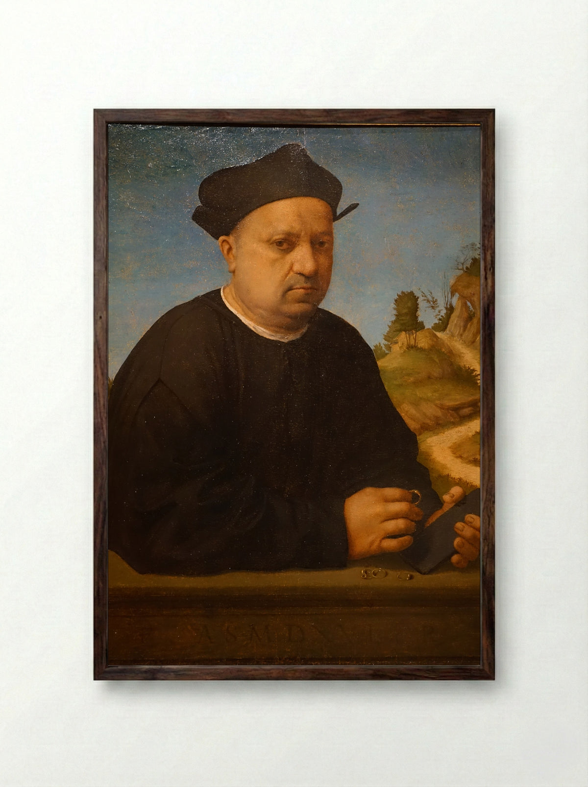 Portrait of a Man - Franciabigio - Framed Print Dark Wood