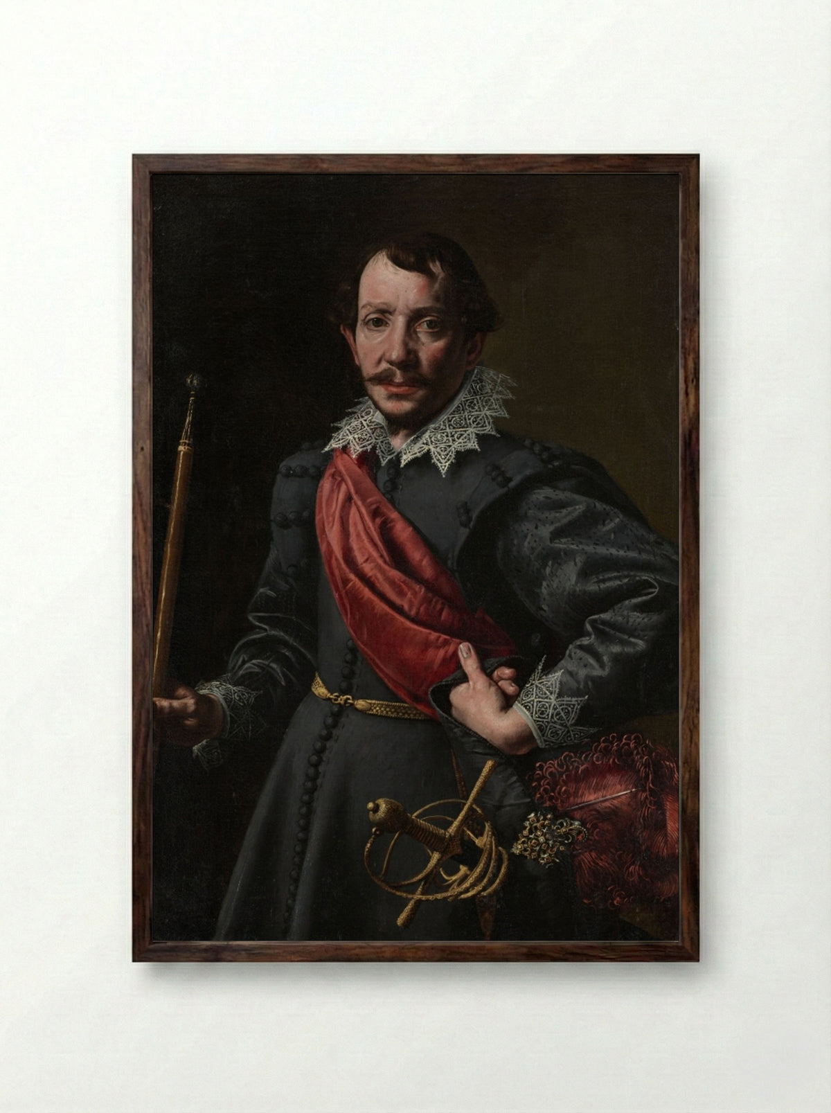 Portrait of a Man - Tanzio da Varallo - Framed Print Dark Wood