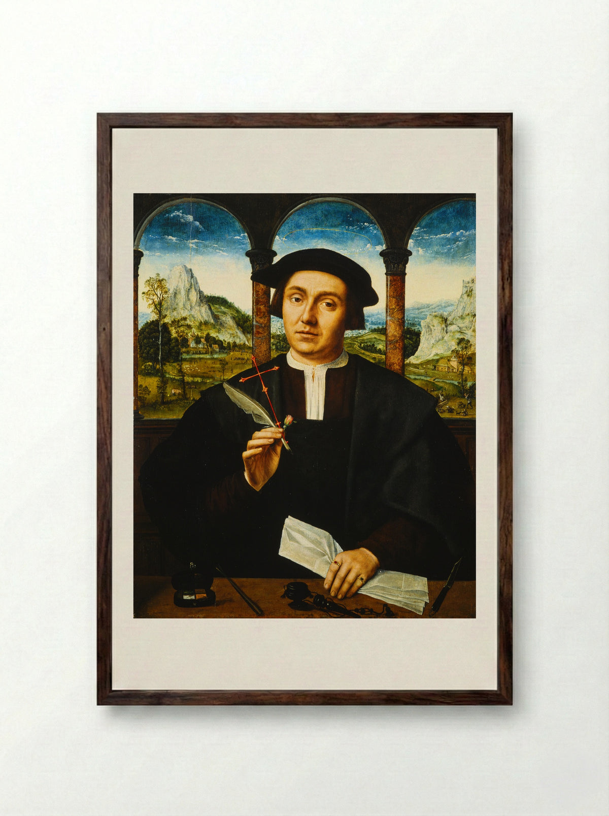 Portrait of a Man - Quinten Massys - Framed Print Dark Wood