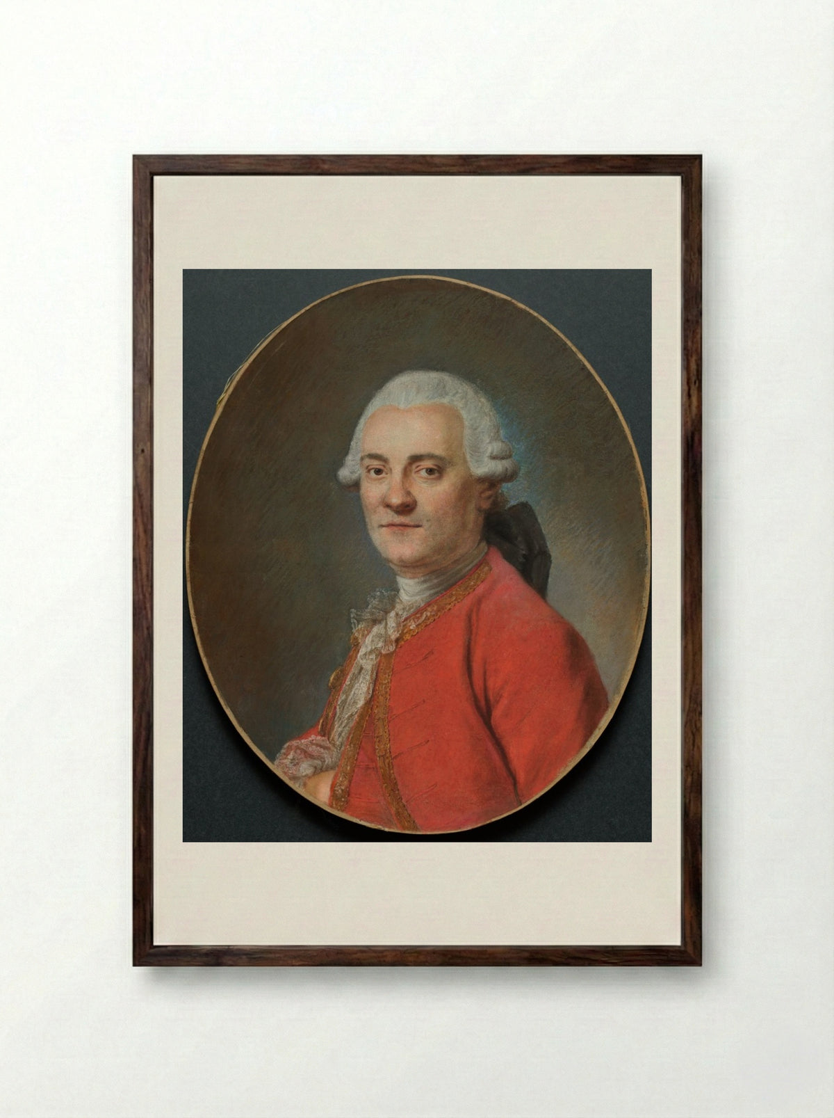 Portrait of a Man - Maurice Quentin de La Tour - Framed Print Dark Wood