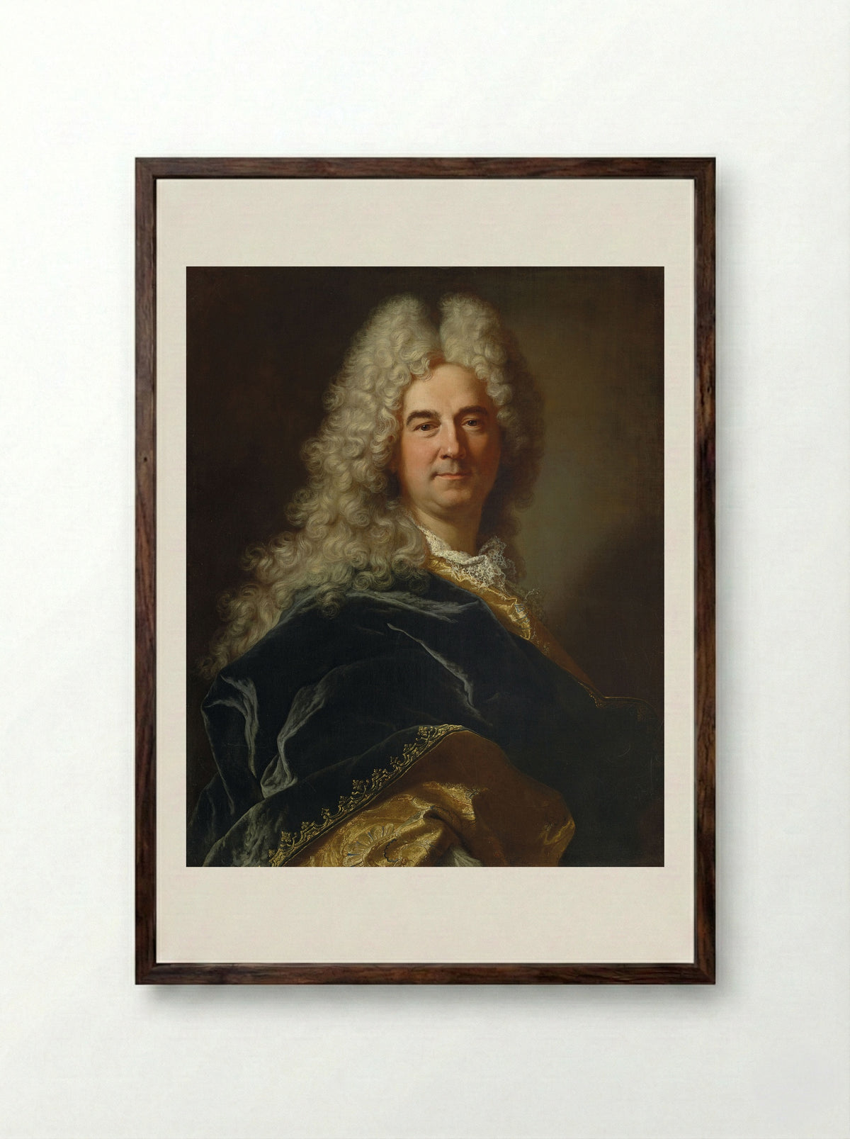 Portrait of a Man - Hyacinthe Rigaud - Framed Print Dark Wood