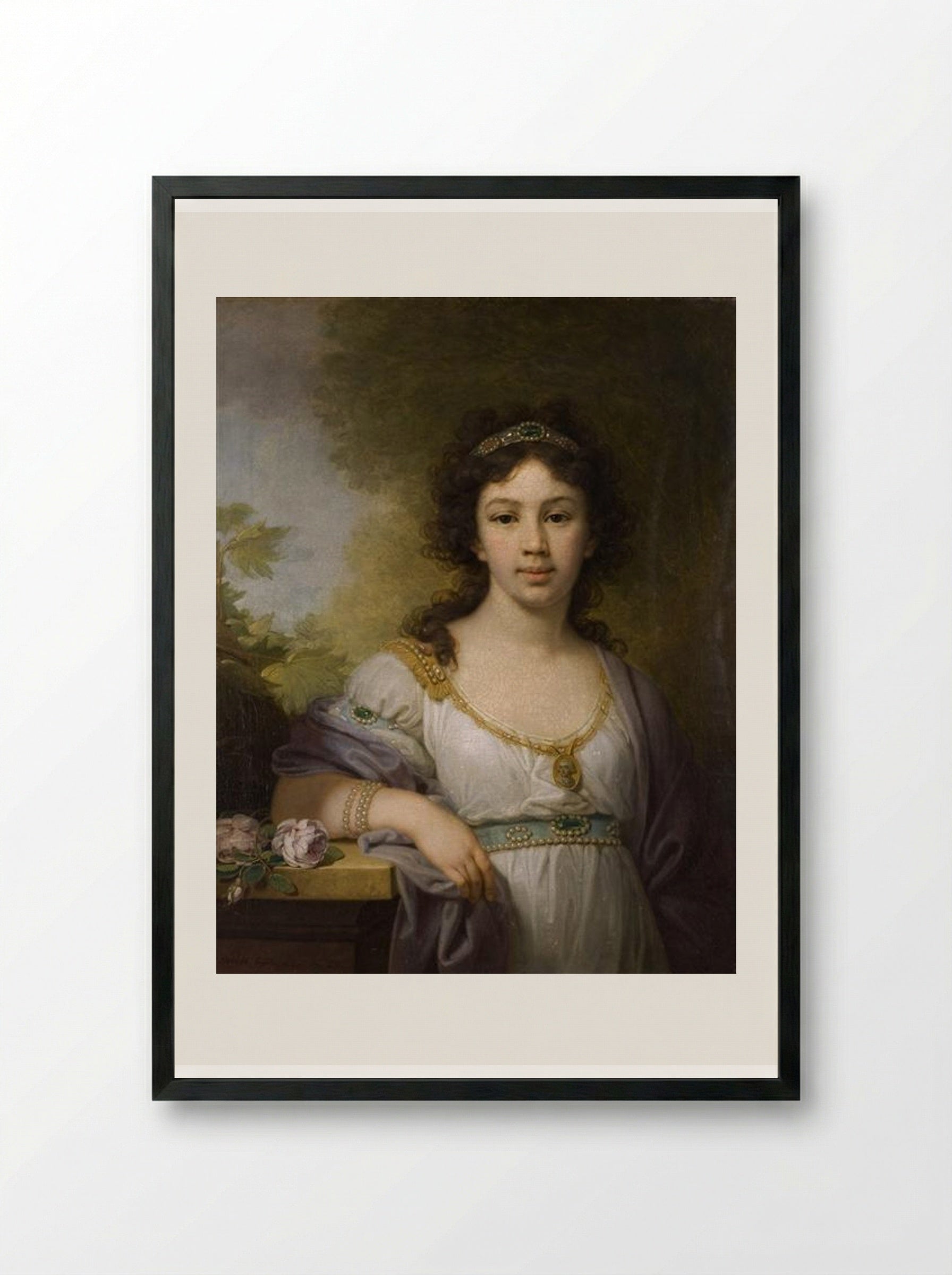Portrait of a Member of the Chidbov Family - Vladimir Borovikovsky - Framed Print Black