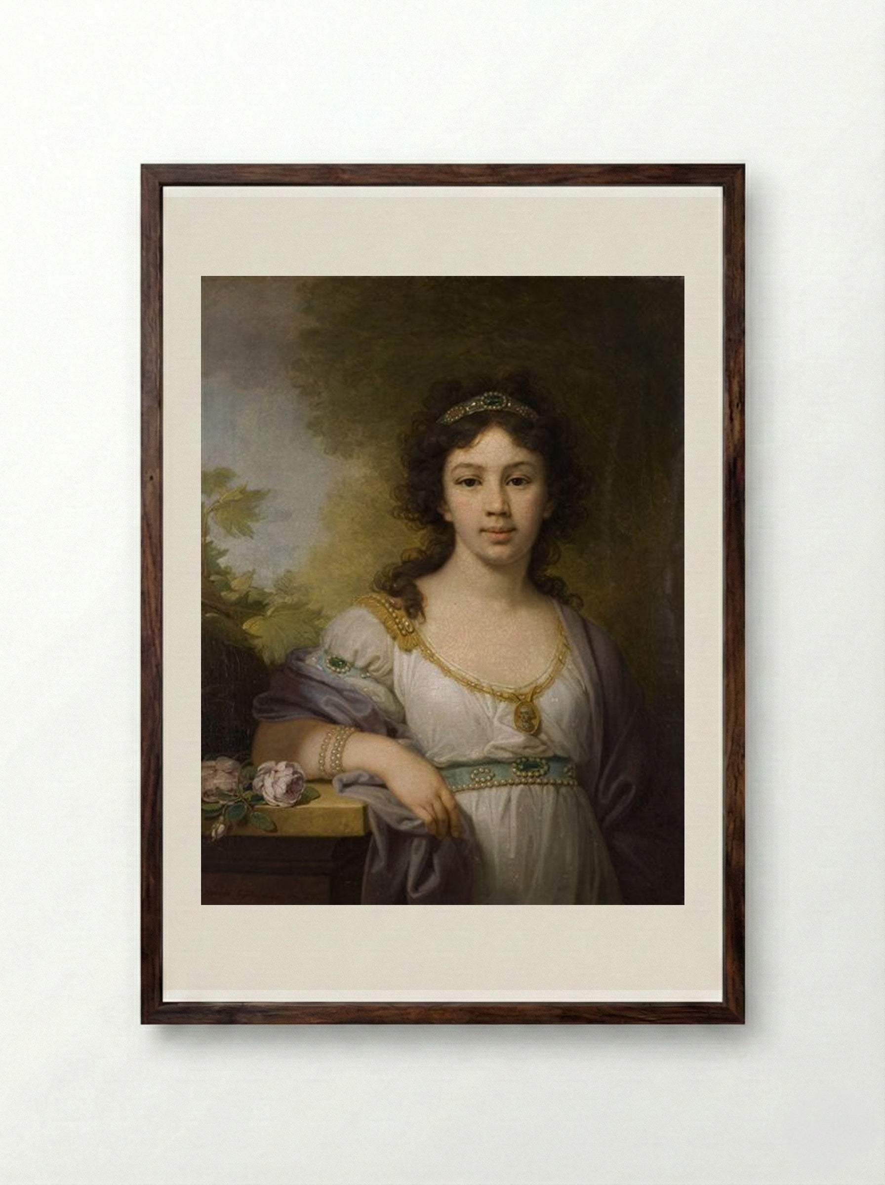 Portrait of a Member of the Chidbov Family - Vladimir Borovikovsky - Framed Print Dark Wood