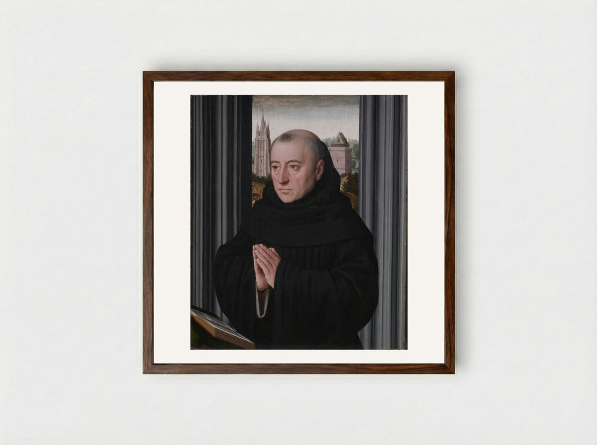 Portrait of a Monk - Gerard David - Framed Print Dark Wood