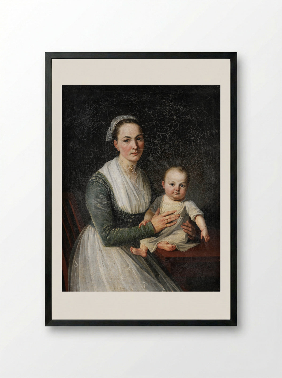 Portrait of a Mother and Child - Joseph Hauber - Framed Print Black