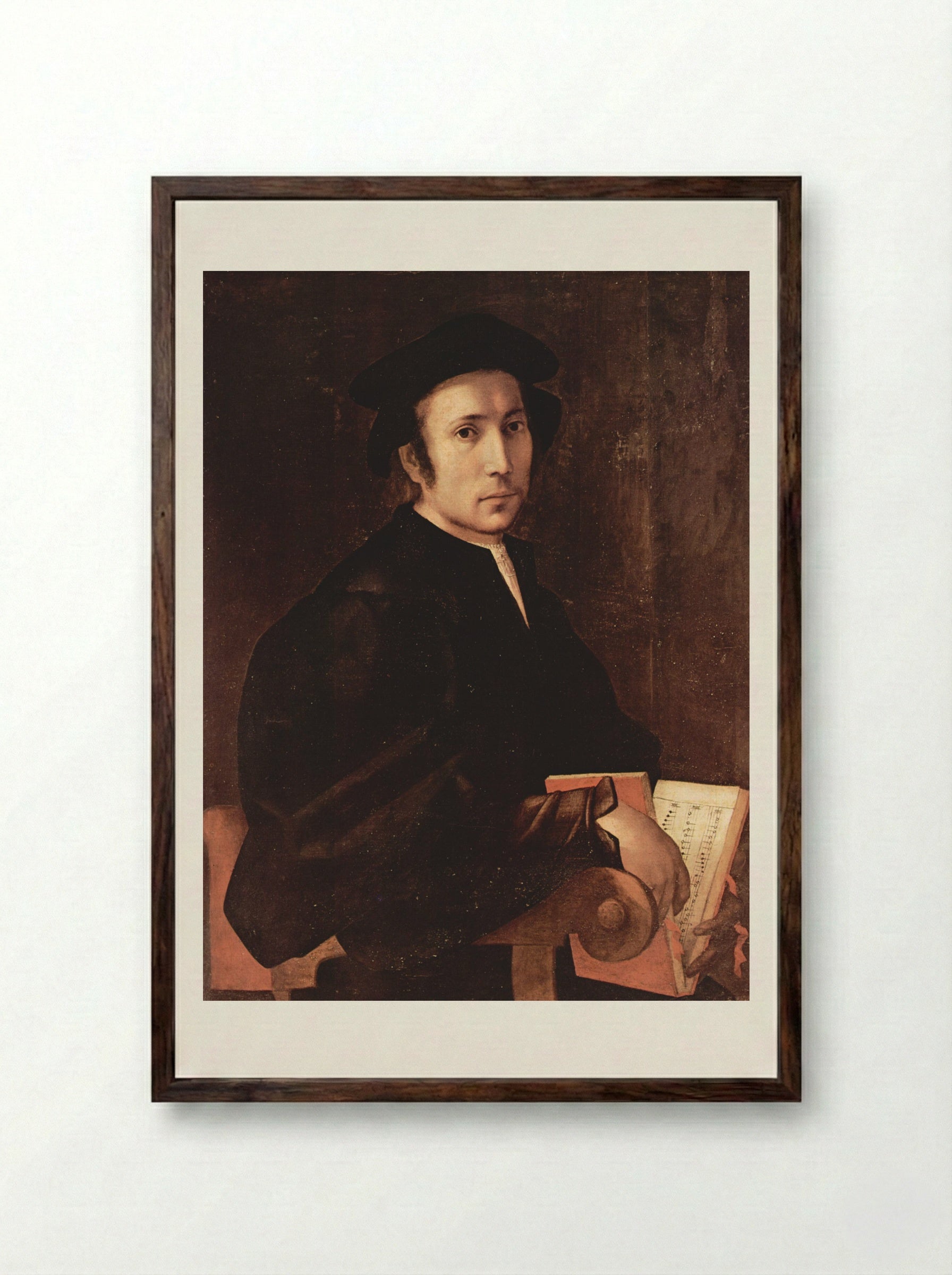 Portrait of a Musician - Jacopo Pontormo - Framed Print Dark Wood