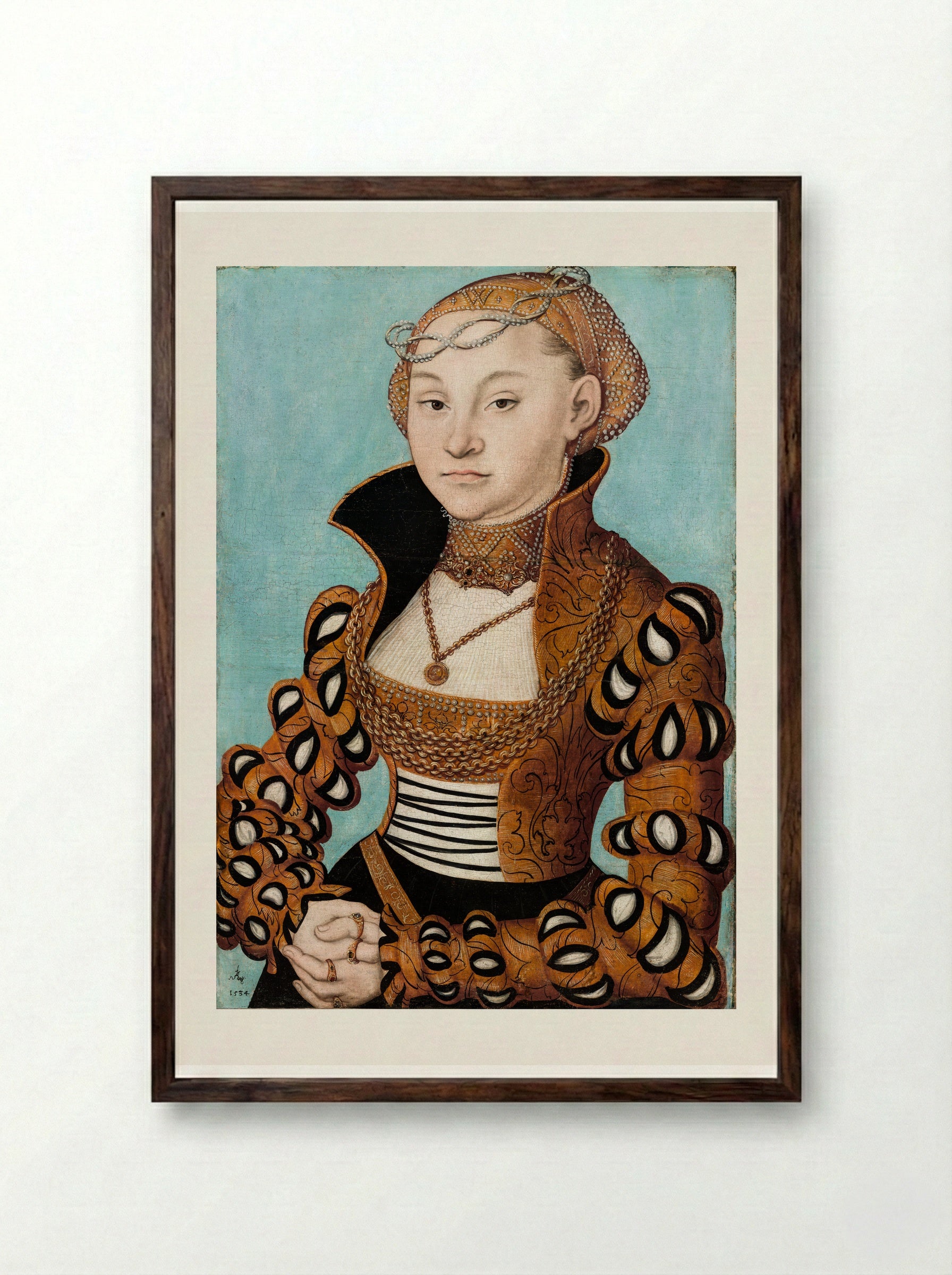 Portrait of a Noblewoman - Lucas Cranach the Elder - Framed Print Dark Wood