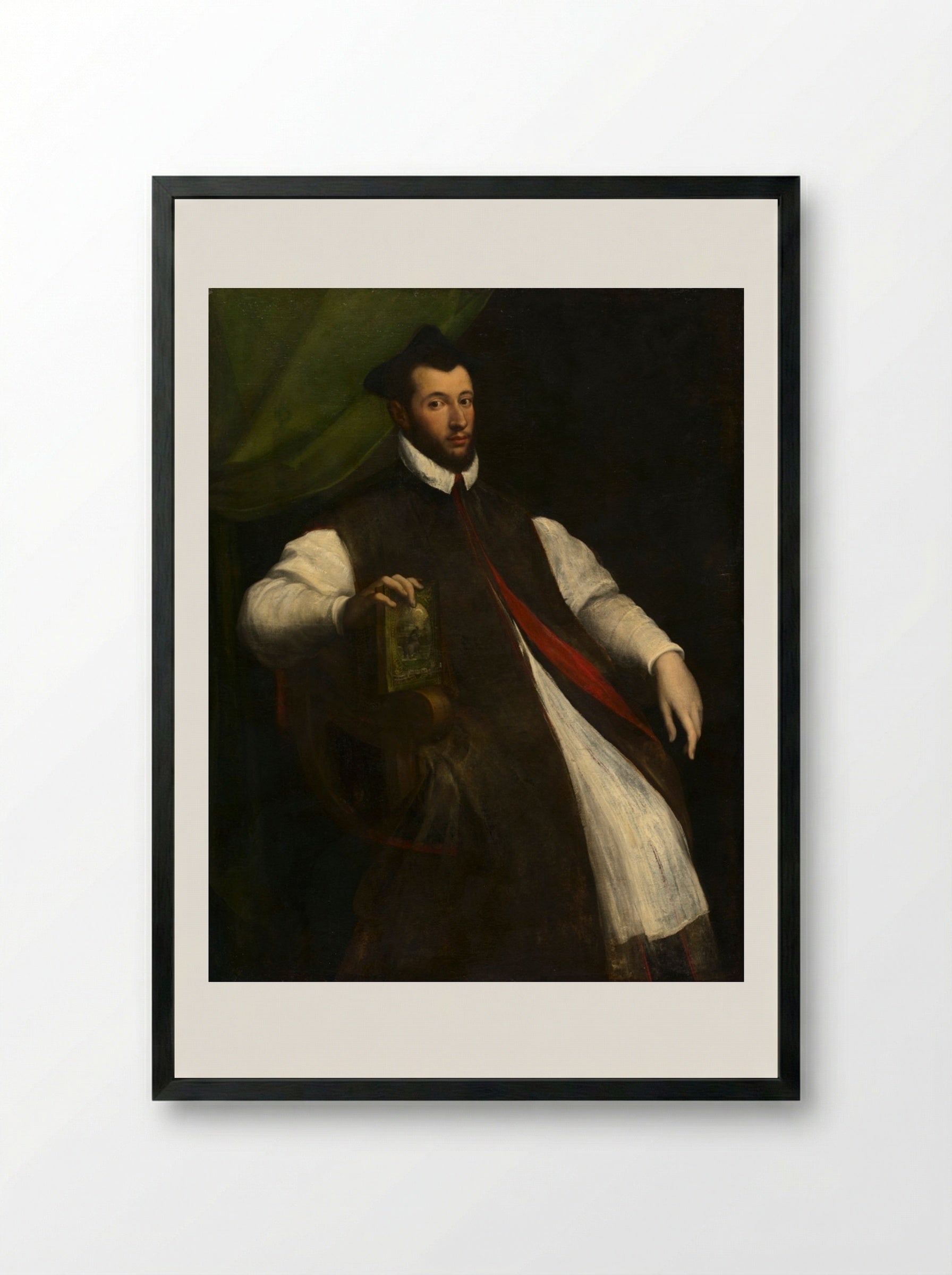 Portrait of a Prelate - Girolamo da Carpi - Framed Print Black