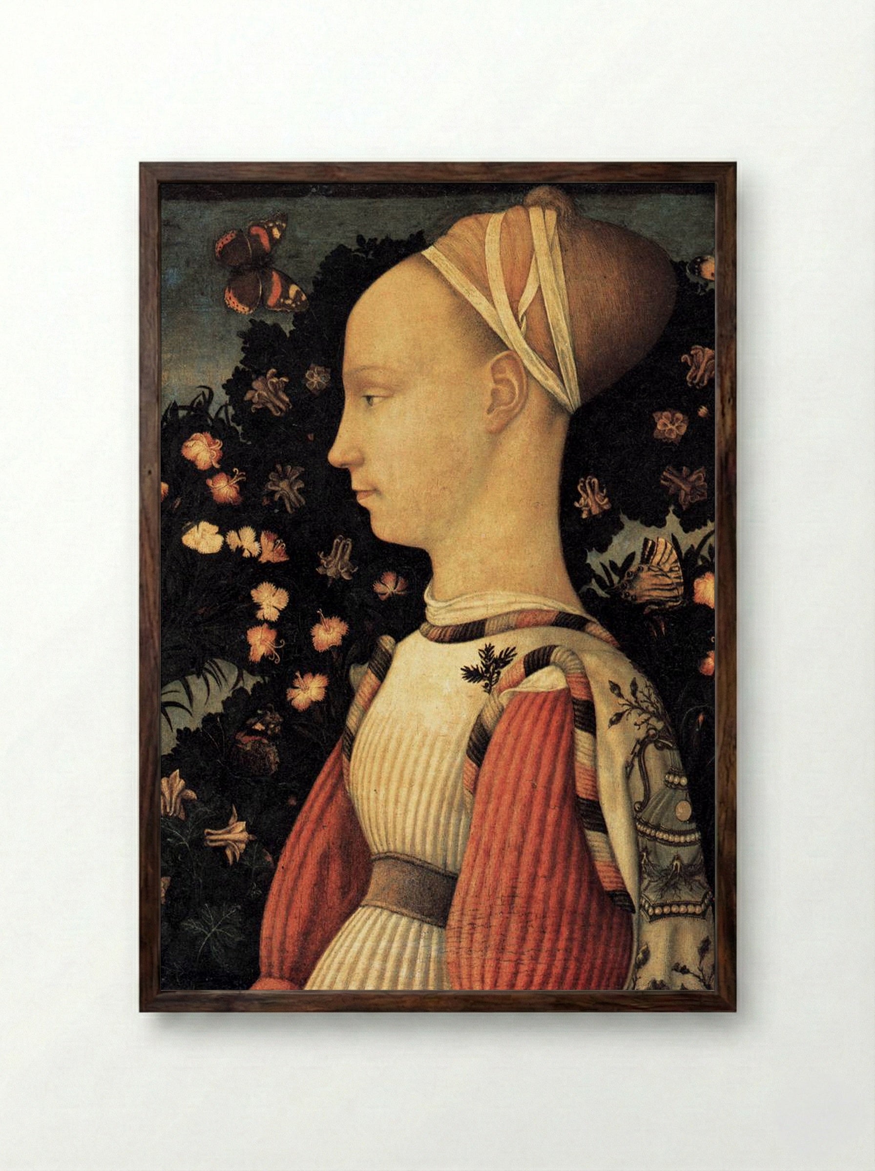 Portrait of a Princess of the House of Este - Pisanello - Framed Print Dark Wood